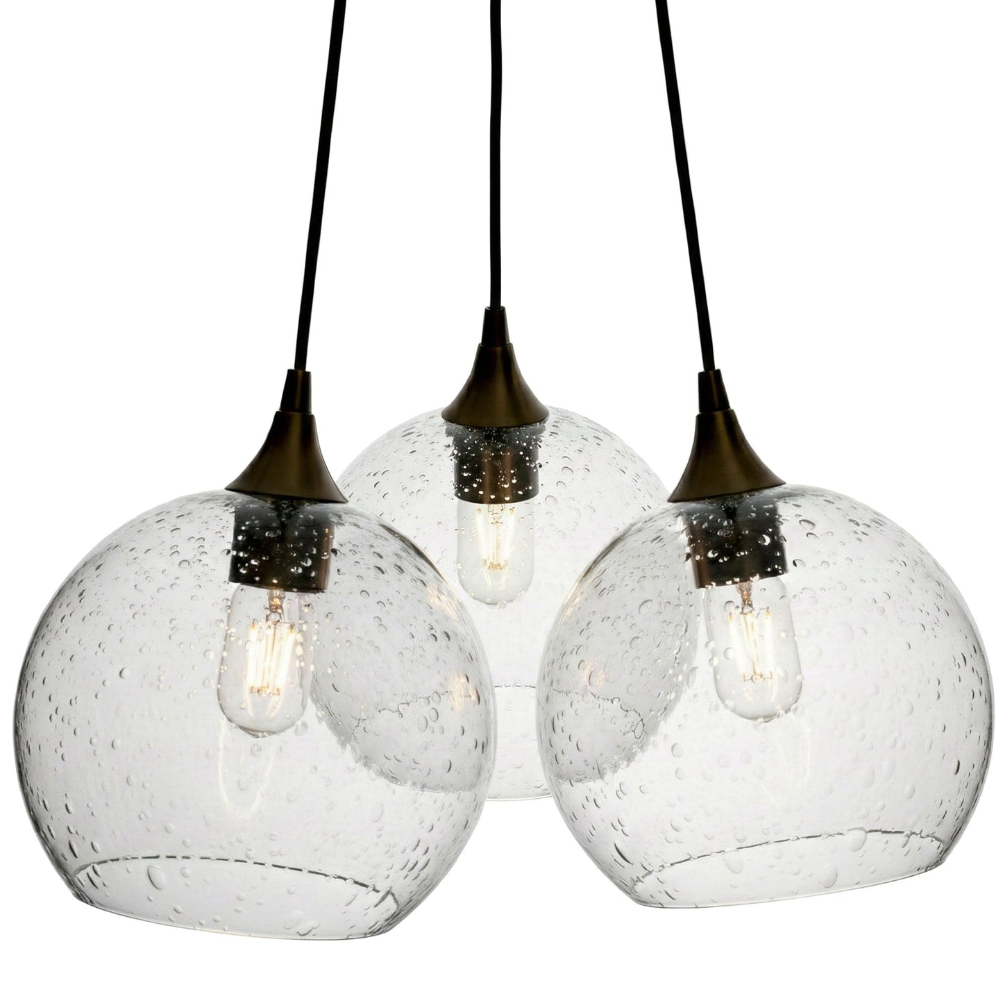 768 3-Cluster Chandelier-Glass-Bicycle Glass Co - Hotshop-Lunar-Eco Clear-Matte Black - 4ft Cord-Bicycle Glass Co
