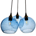 768 3-Cluster Chandelier-Glass-Bicycle Glass Co - Hotshop-Lunar-Steel Blue-Matte Black - 4ft Cord-Bicycle Glass Co