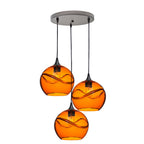 768 3 Pendant Cascade Chandelier-Glass-Bicycle Glass Co - Hotshop-Matte Black - 4ft Cord-Lunar-Steel Blue-Bicycle Glass Co