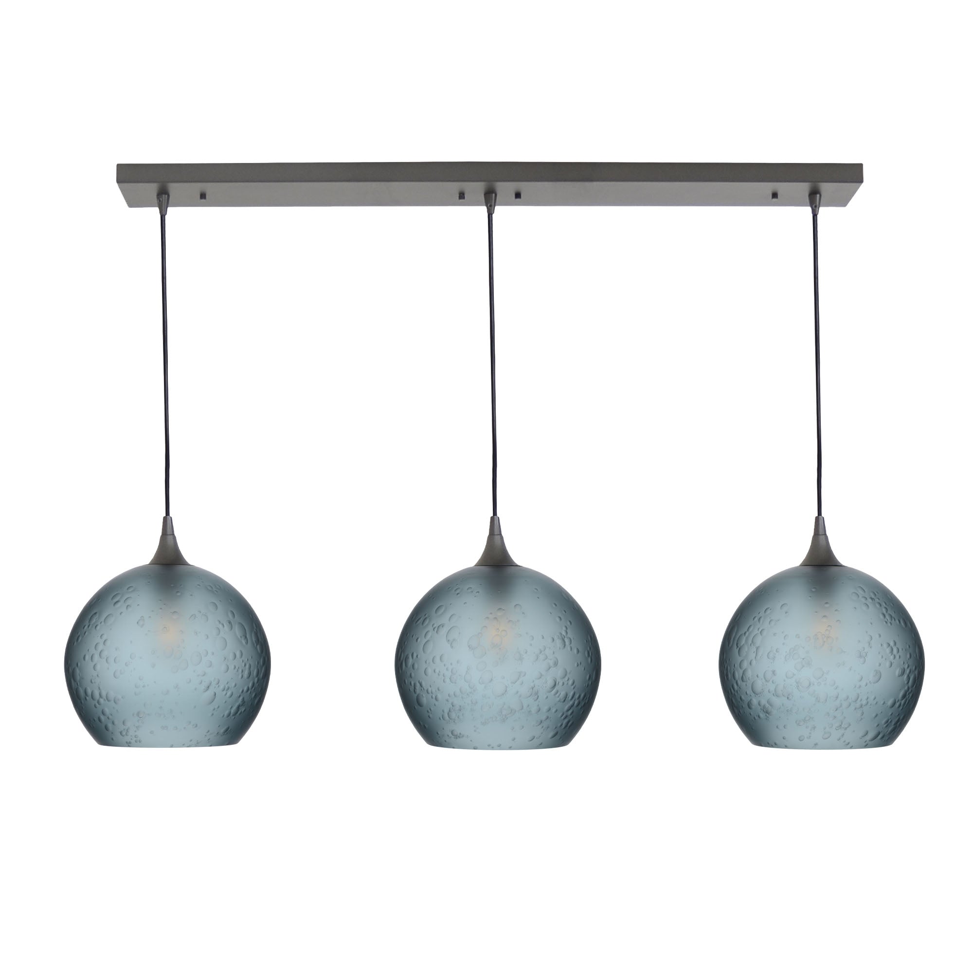 768 3 Pendant Cascade Chandelier-Glass-Bicycle Glass Co - Hotshop-Antique Bronze - 4ft Cord-Celestial-Slate Gray-Bicycle Glass Co