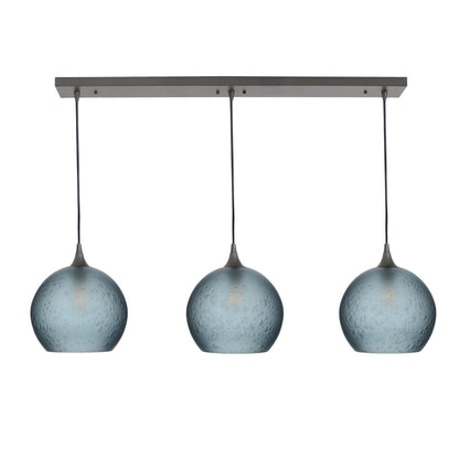 768 3 Pendant Cascade Chandelier-Glass-Bicycle Glass Co - Hotshop-Antique Bronze - 4ft Cord-Celestial-Slate Gray-Bicycle Glass Co