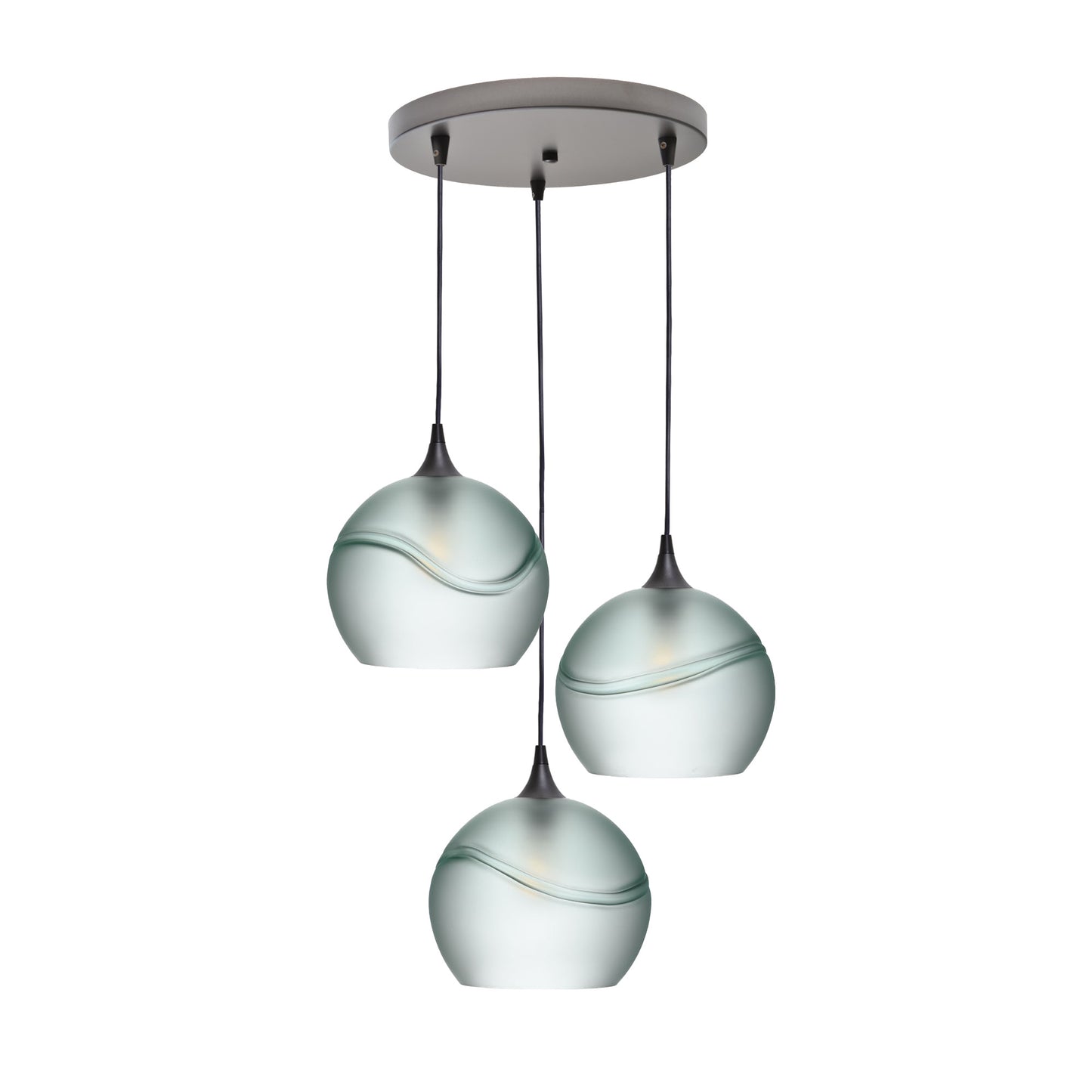 768 3 Pendant Cascade Chandelier-Glass-Bicycle Glass Co - Hotshop-Antique Bronze - 4ft Cord-Glacial-Eco Clear-Bicycle Glass Co