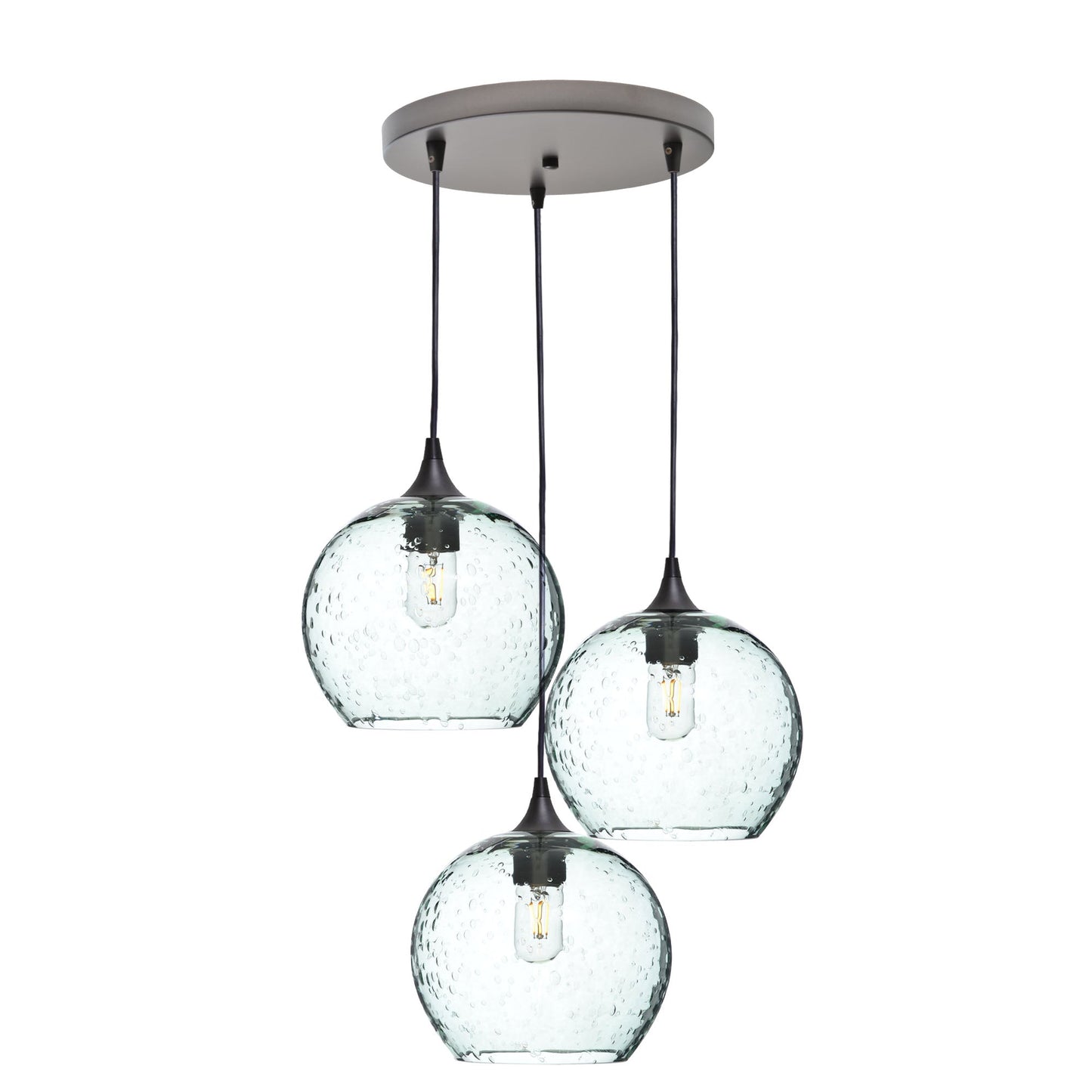 768 3 Pendant Cascade Chandelier-Glass-Bicycle Glass Co - Hotshop-Antique Bronze - 4ft Cord-Lunar-Eco Clear-Bicycle Glass Co