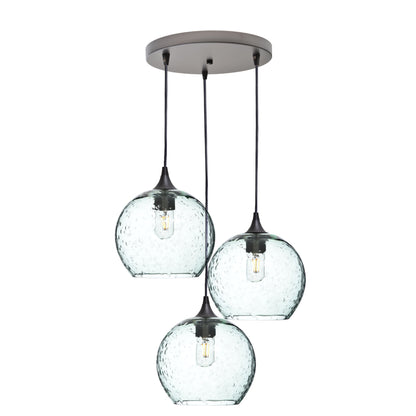 768 3 Pendant Cascade Chandelier-Glass-Bicycle Glass Co - Hotshop-Antique Bronze - 4ft Cord-Lunar-Eco Clear-Bicycle Glass Co