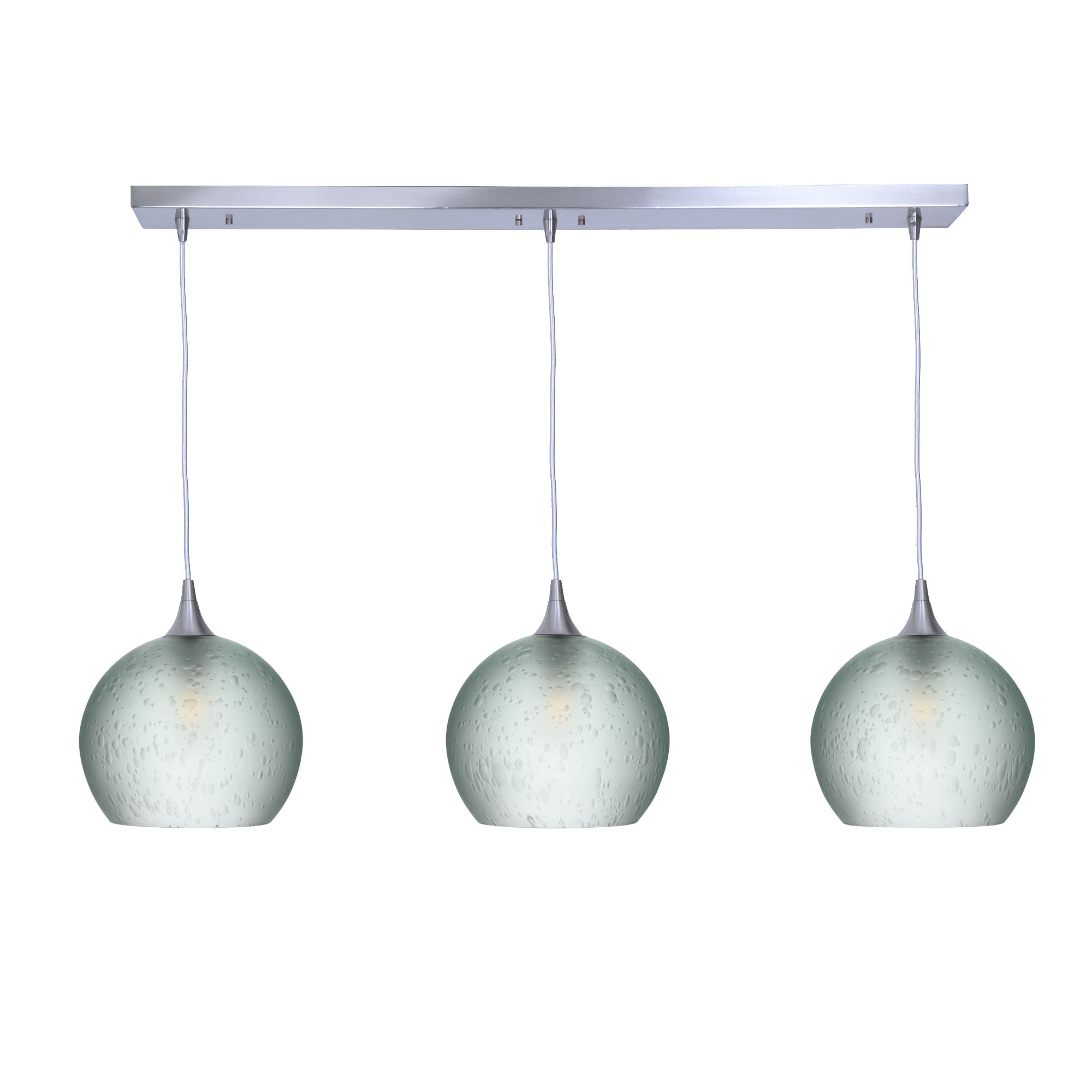 768 3 Pendant Cascade Chandelier-Glass-Bicycle Glass Co - Hotshop-Brushed Nickel - 4ft Cord-Celestial-Eco Clear-Bicycle Glass Co