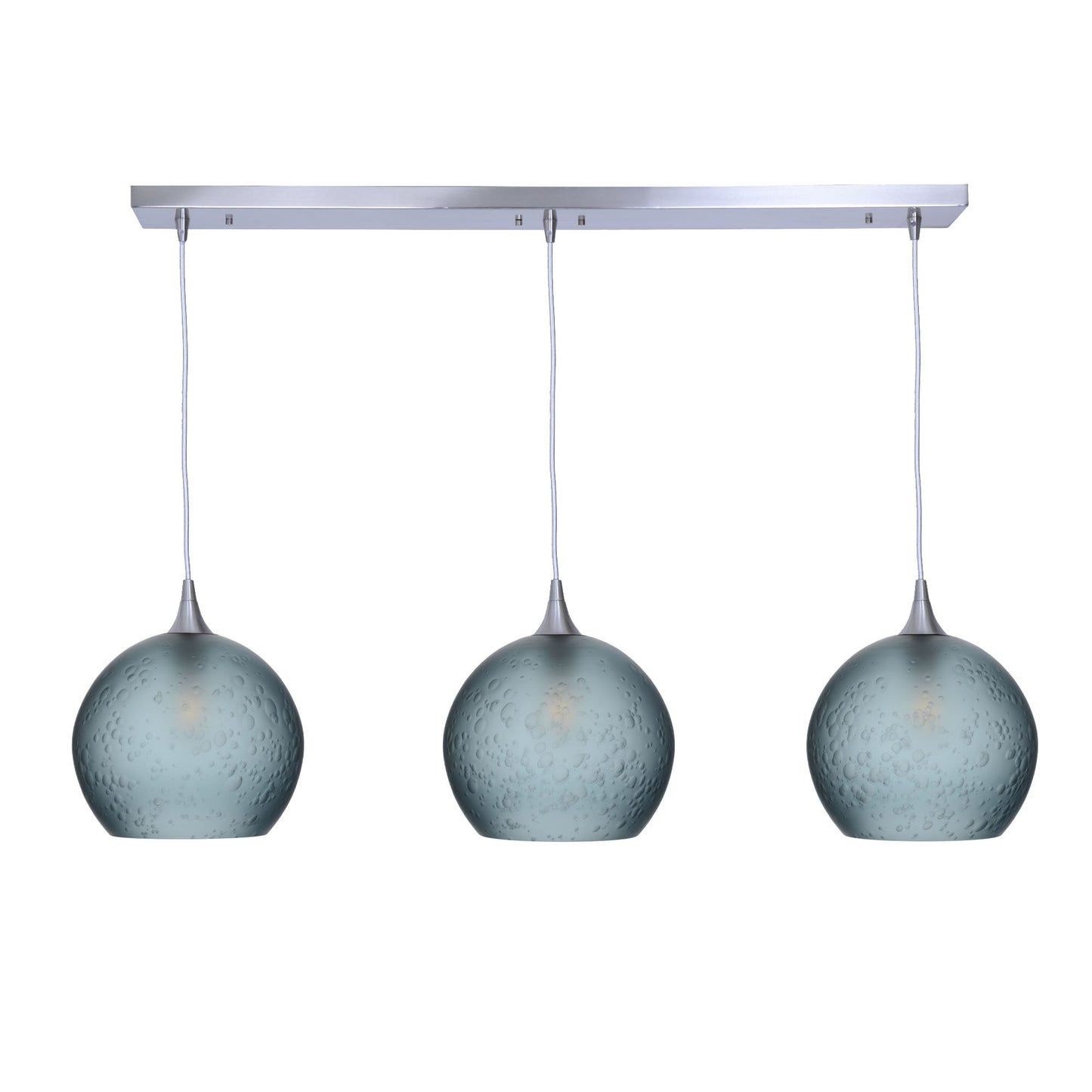 768 3 Pendant Cascade Chandelier-Glass-Bicycle Glass Co - Hotshop-Brushed Nickel - 4ft Cord-Celestial-Slate Gray-Bicycle Glass Co