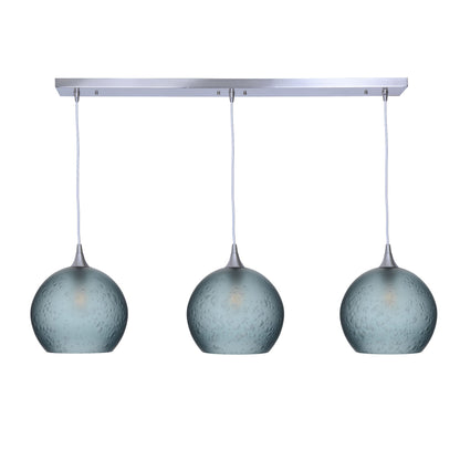768 3 Pendant Cascade Chandelier-Glass-Bicycle Glass Co - Hotshop-Brushed Nickel - 4ft Cord-Celestial-Slate Gray-Bicycle Glass Co