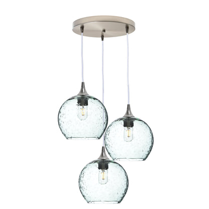 768 3 Pendant Cascade Chandelier-Glass-Bicycle Glass Co - Hotshop-Brushed Nickel - 4ft Cord-Lunar-Eco Clear-Bicycle Glass Co