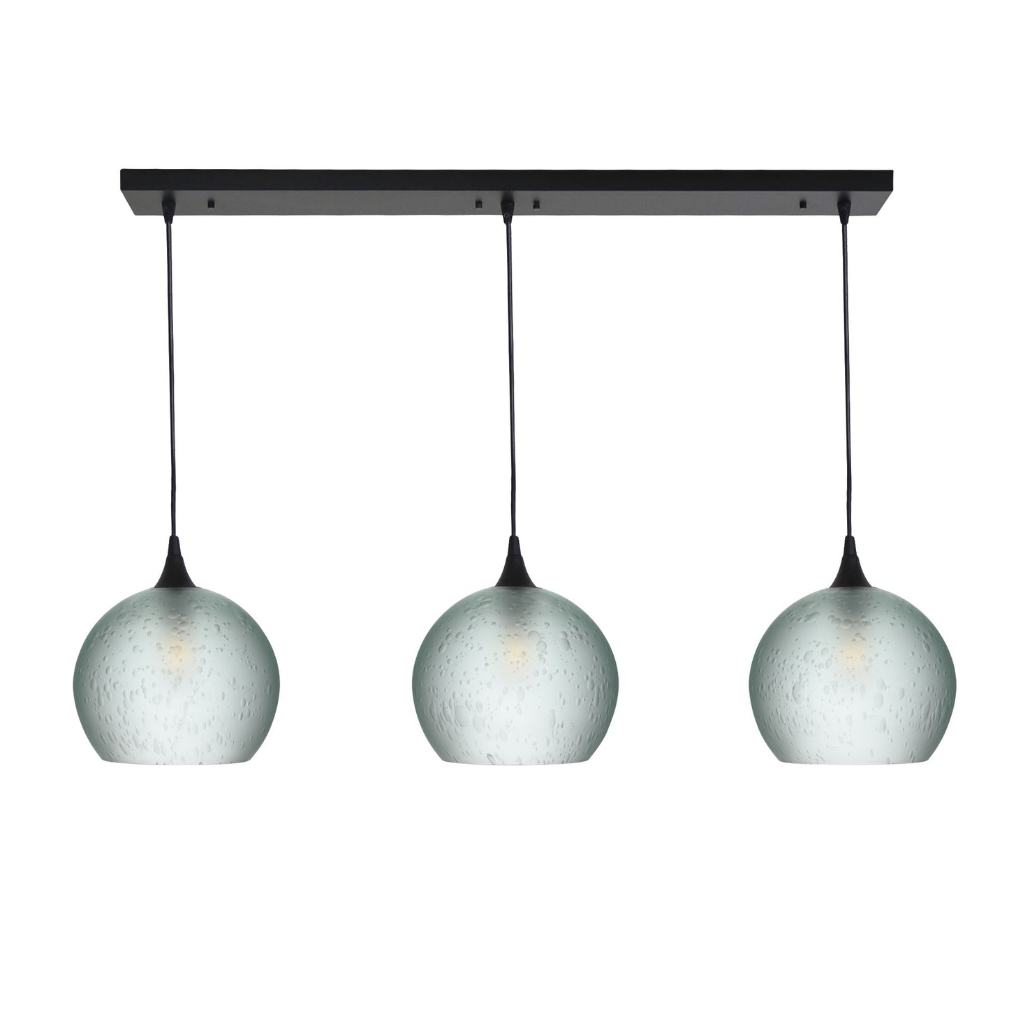 768 3 Pendant Cascade Chandelier-Glass-Bicycle Glass Co - Hotshop-Matte Black - 4ft Cord-Celestial-Eco Clear-Bicycle Glass Co