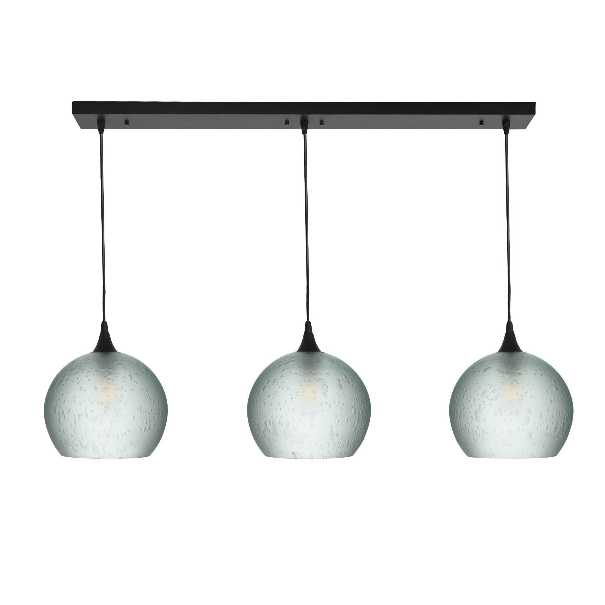 768 3 Pendant Cascade Chandelier-Glass-Bicycle Glass Co - Hotshop-Matte Black - 4ft Cord-Celestial-Eco Clear-Bicycle Glass Co
