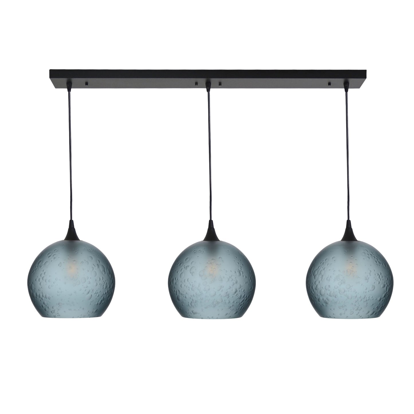 768 3 Pendant Cascade Chandelier-Glass-Bicycle Glass Co - Hotshop-Matte Black - 4ft Cord-Celestial-Slate Gray-Bicycle Glass Co