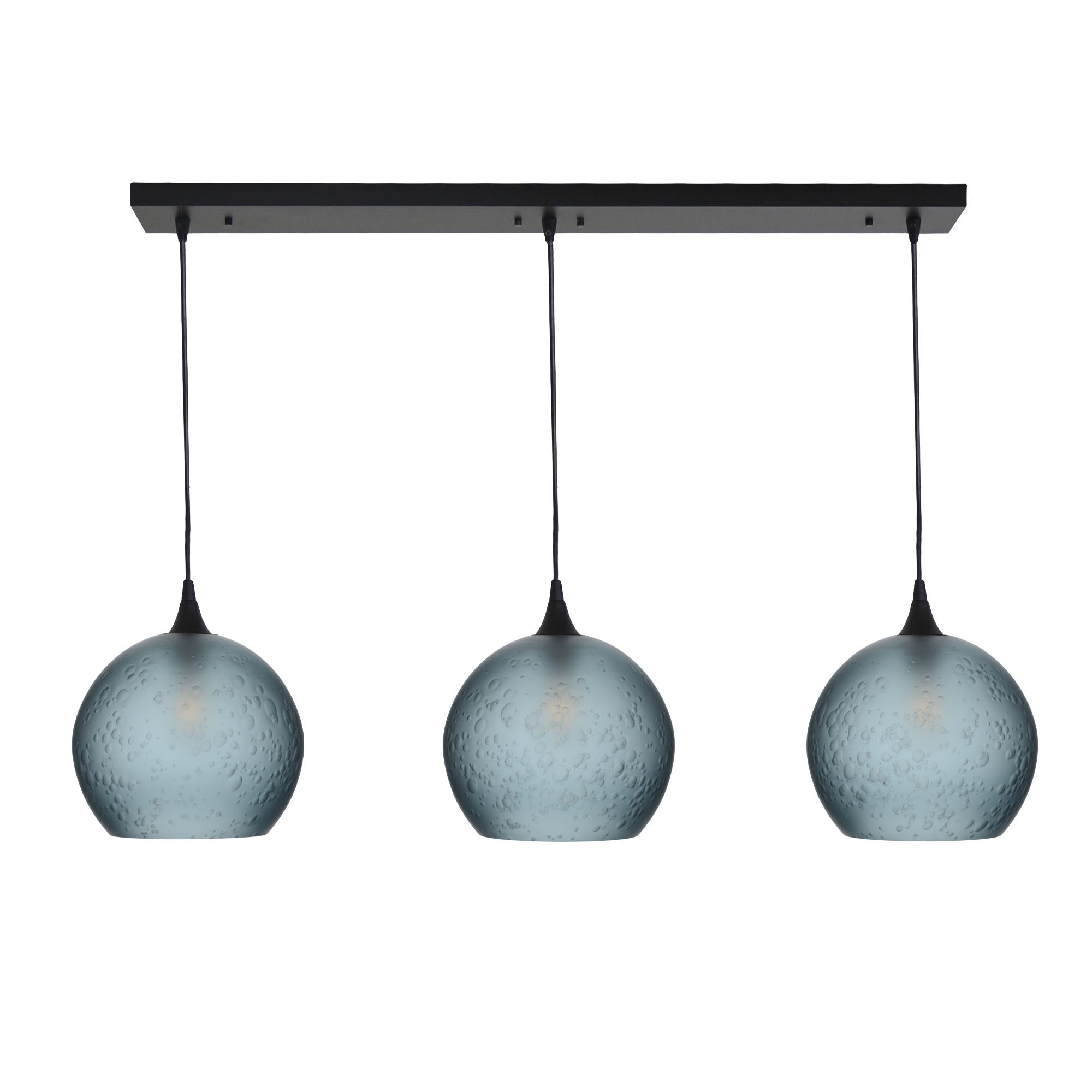 768 3 Pendant Cascade Chandelier-Glass-Bicycle Glass Co - Hotshop-Matte Black - 4ft Cord-Celestial-Slate Gray-Bicycle Glass Co