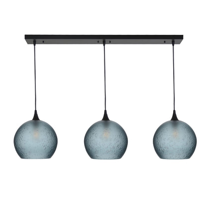 768 3 Pendant Cascade Chandelier-Glass-Bicycle Glass Co - Hotshop-Matte Black - 4ft Cord-Celestial-Slate Gray-Bicycle Glass Co