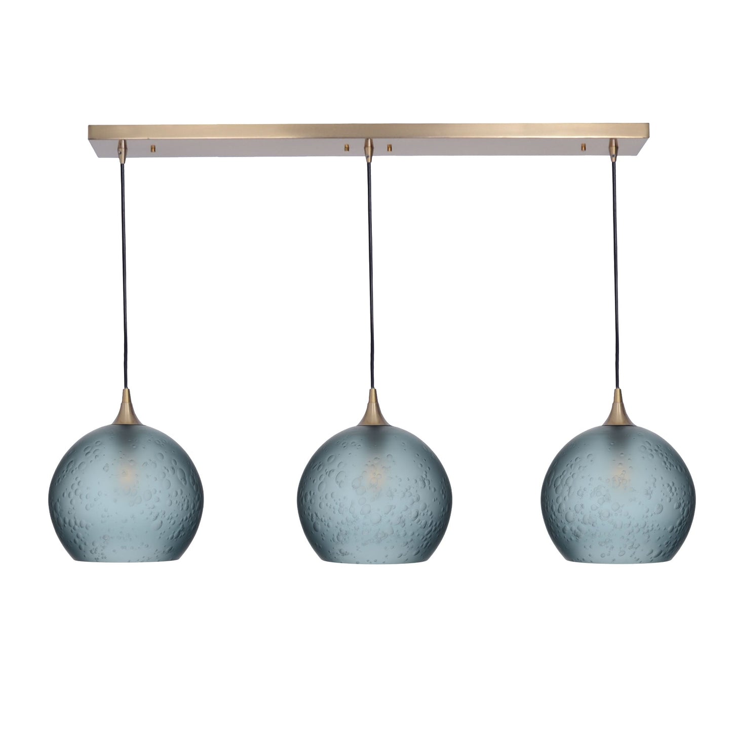 768 3 Pendant Cascade Chandelier-Glass-Bicycle Glass Co - Hotshop-Polished Brass - 4ft Cord-Celestial-Slate Gray-Bicycle Glass Co