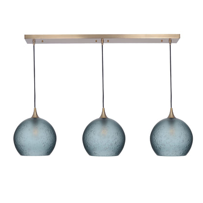 768 3 Pendant Cascade Chandelier-Glass-Bicycle Glass Co - Hotshop-Polished Brass - 4ft Cord-Celestial-Slate Gray-Bicycle Glass Co