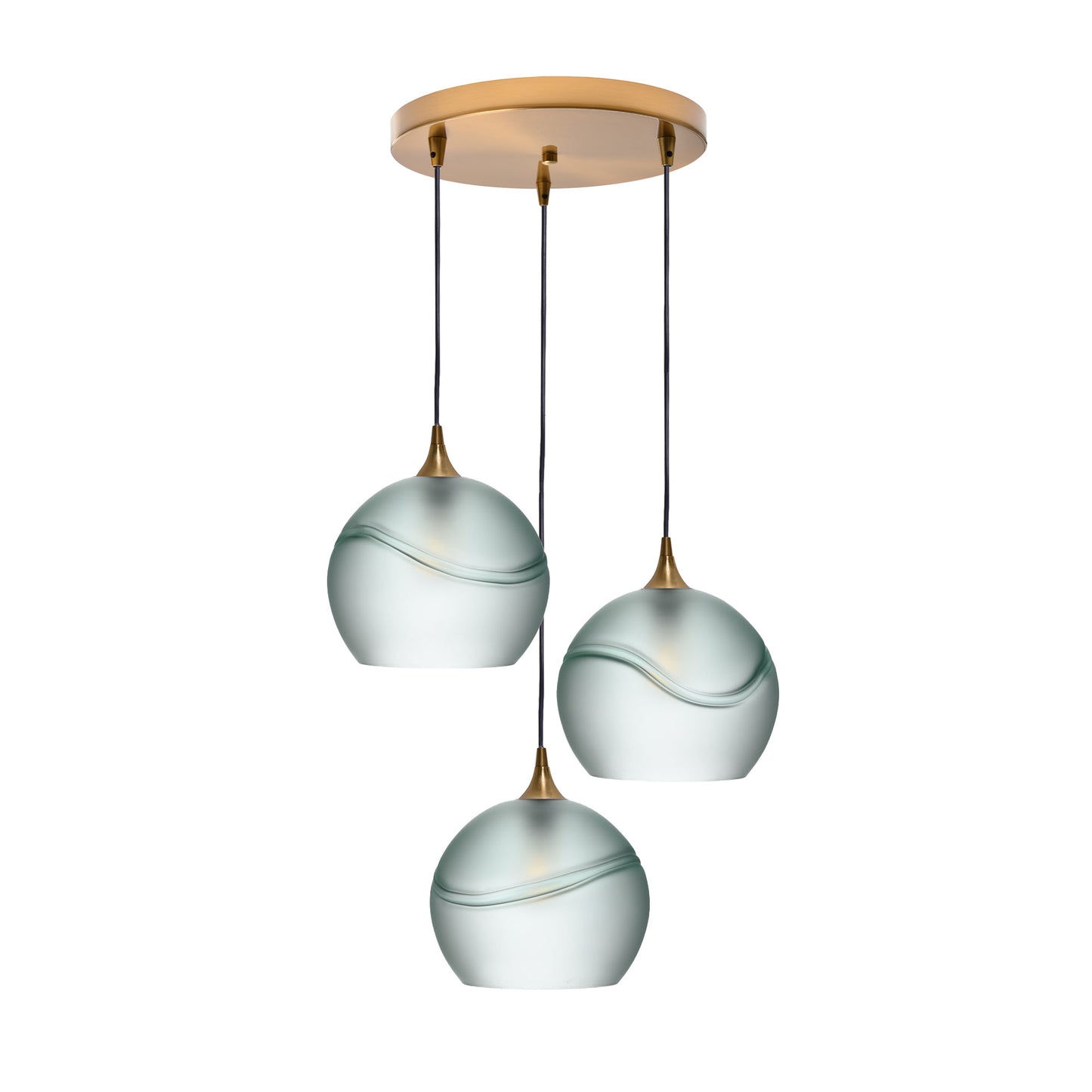 768 3 Pendant Cascade Chandelier-Glass-Bicycle Glass Co - Hotshop-Polished Brass - 4ft Cord-Glacial-Eco Clear-Bicycle Glass Co