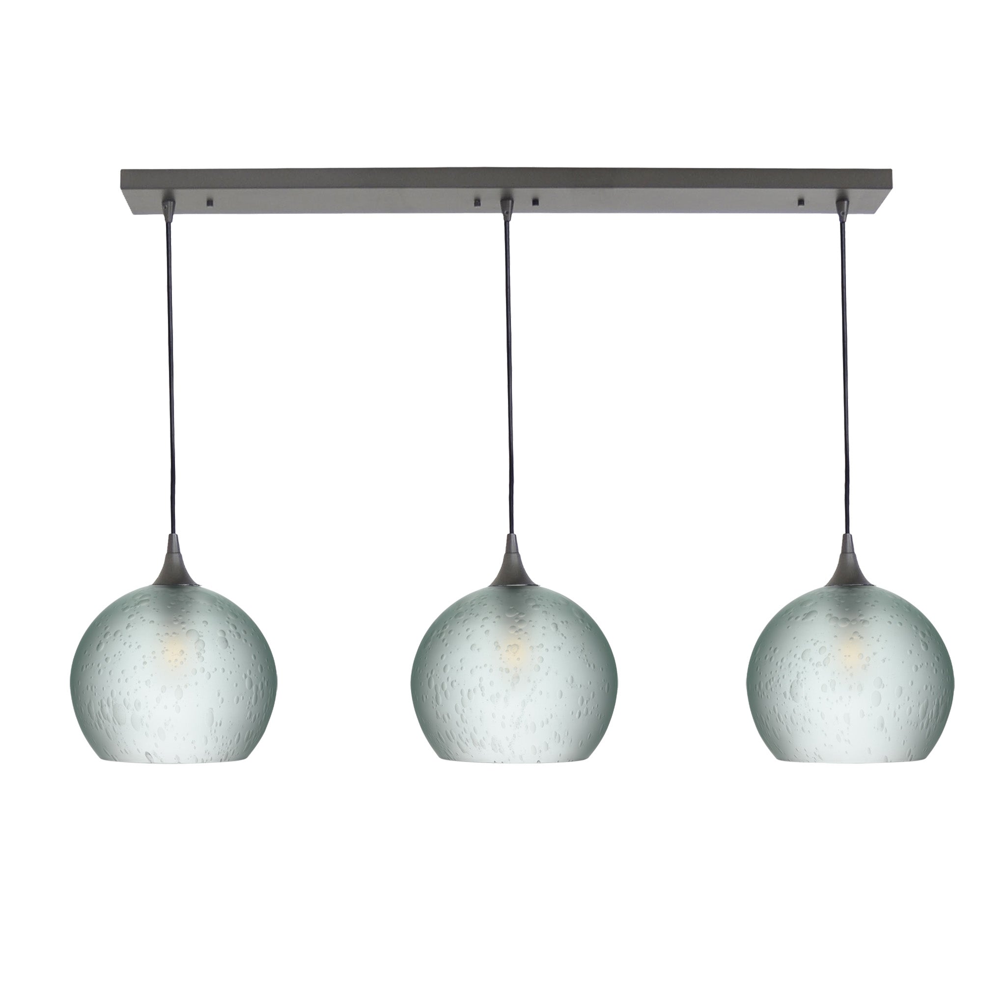 768 3 Pendant Linear Chandelier-Glass-Bicycle Glass Co - Hotshop-Antique Bronze - 4ft Cord-Celestial-Eco Clear-Bicycle Glass Co