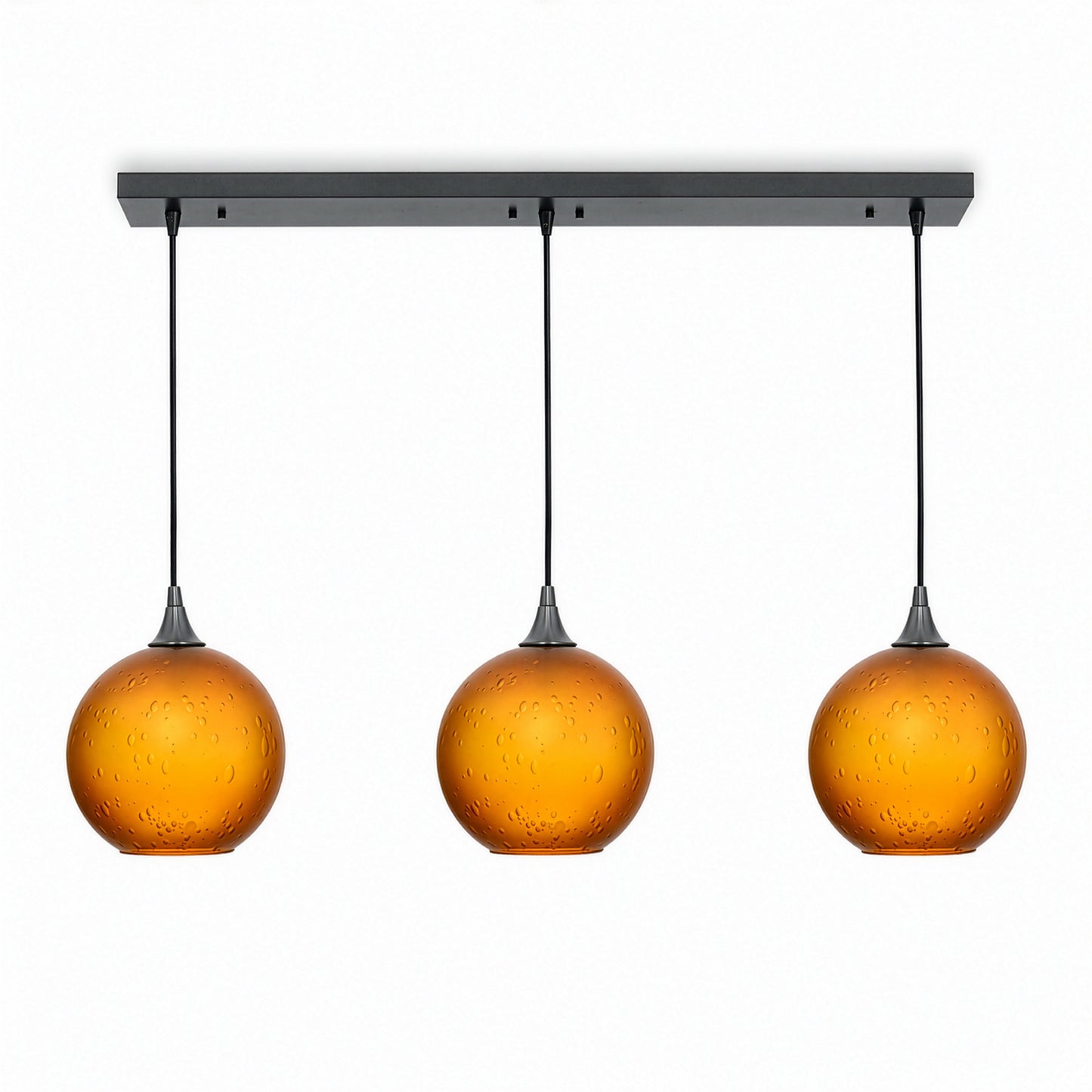768 3 Pendant Linear Chandelier-Glass-Bicycle Glass Co - Hotshop-Antique Bronze - 4ft Cord-Celestial-Golden Amber-Bicycle Glass Co
