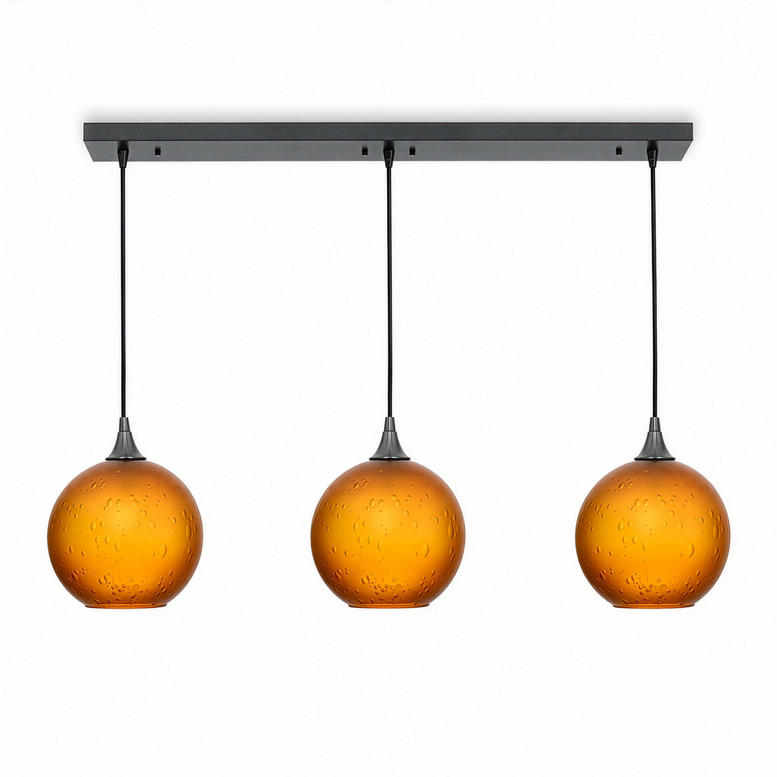 768 3 Pendant Linear Chandelier-Glass-Bicycle Glass Co - Hotshop-Antique Bronze - 4ft Cord-Celestial-Golden Amber-Bicycle Glass Co