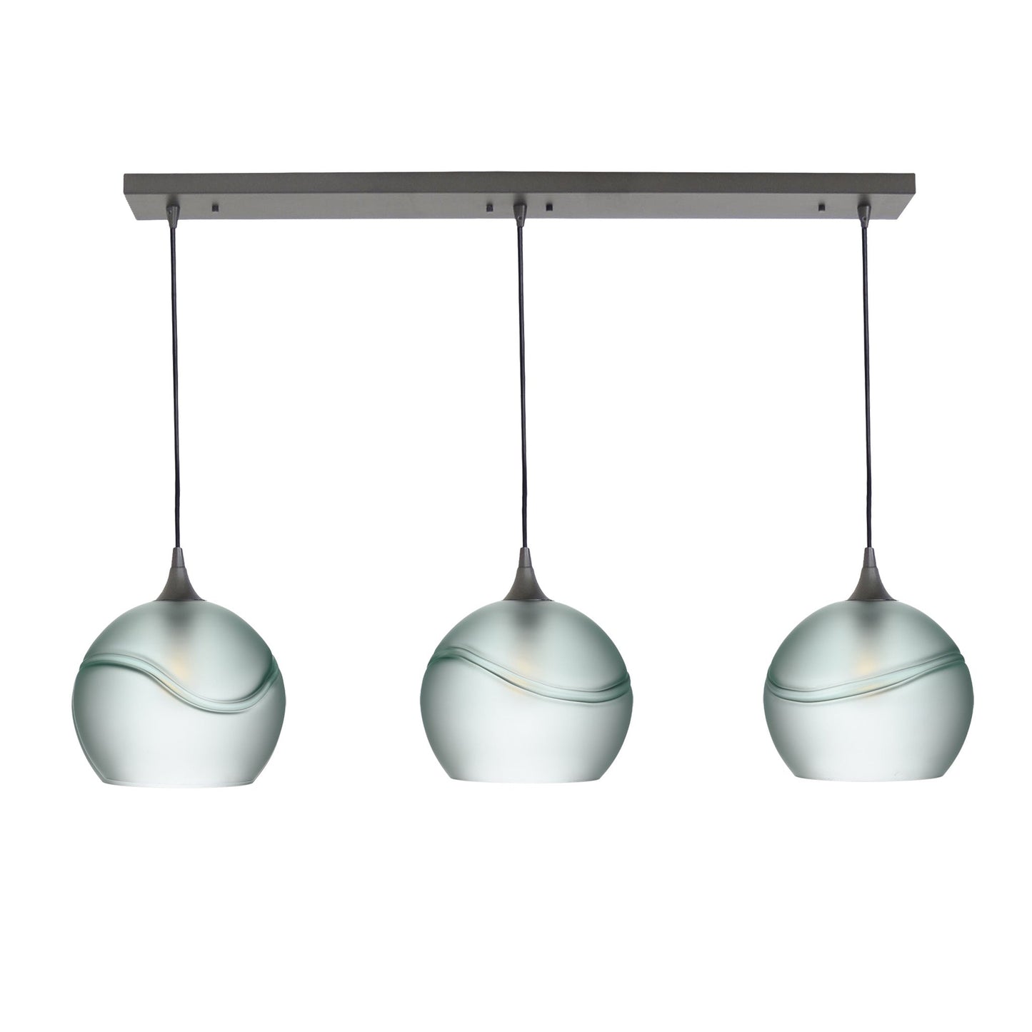 768 3 Pendant Linear Chandelier-Glass-Bicycle Glass Co - Hotshop-Antique Bronze - 4ft Cord-Glacial-Eco Clear-Bicycle Glass Co
