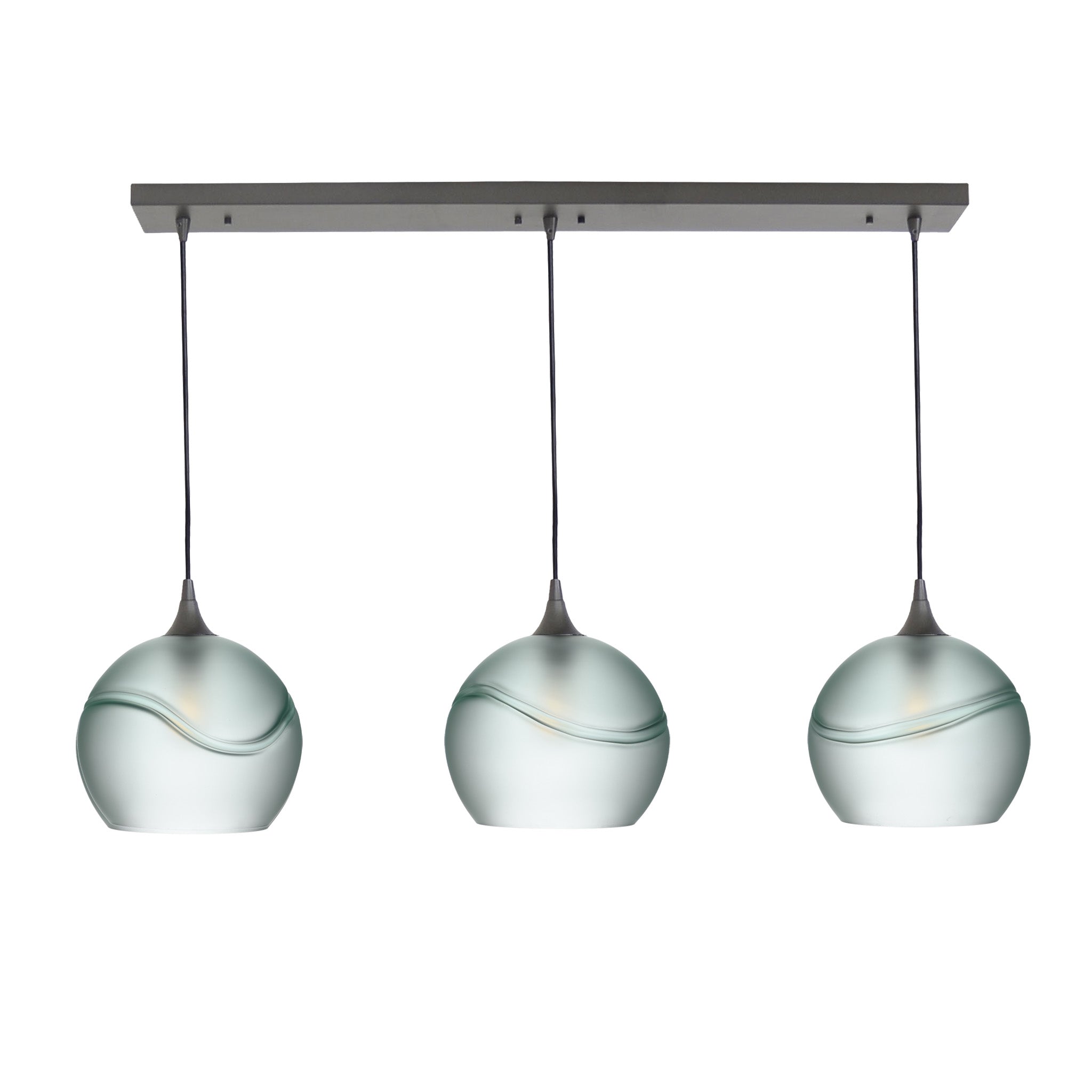 768 3 Pendant Linear Chandelier-Glass-Bicycle Glass Co - Hotshop-Antique Bronze - 4ft Cord-Glacial-Eco Clear-Bicycle Glass Co
