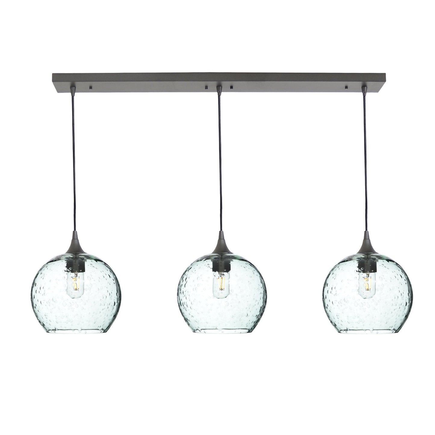 768 3 Pendant Linear Chandelier-Glass-Bicycle Glass Co - Hotshop-Antique Bronze - 4ft Cord-Lunar-Eco Clear-Bicycle Glass Co