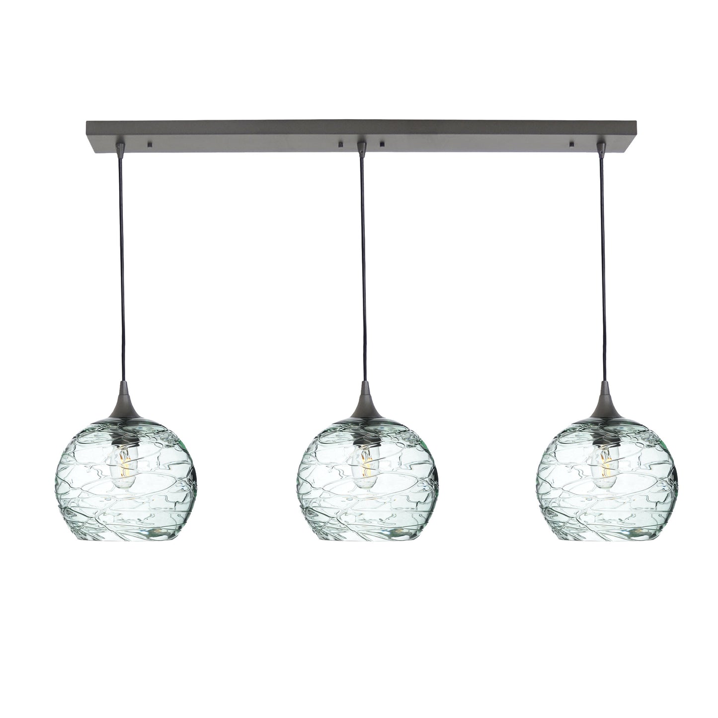 768 3 Pendant Linear Chandelier-Glass-Bicycle Glass Co - Hotshop-Antique Bronze - 4ft Cord-Spun-Eco Clear-Bicycle Glass Co