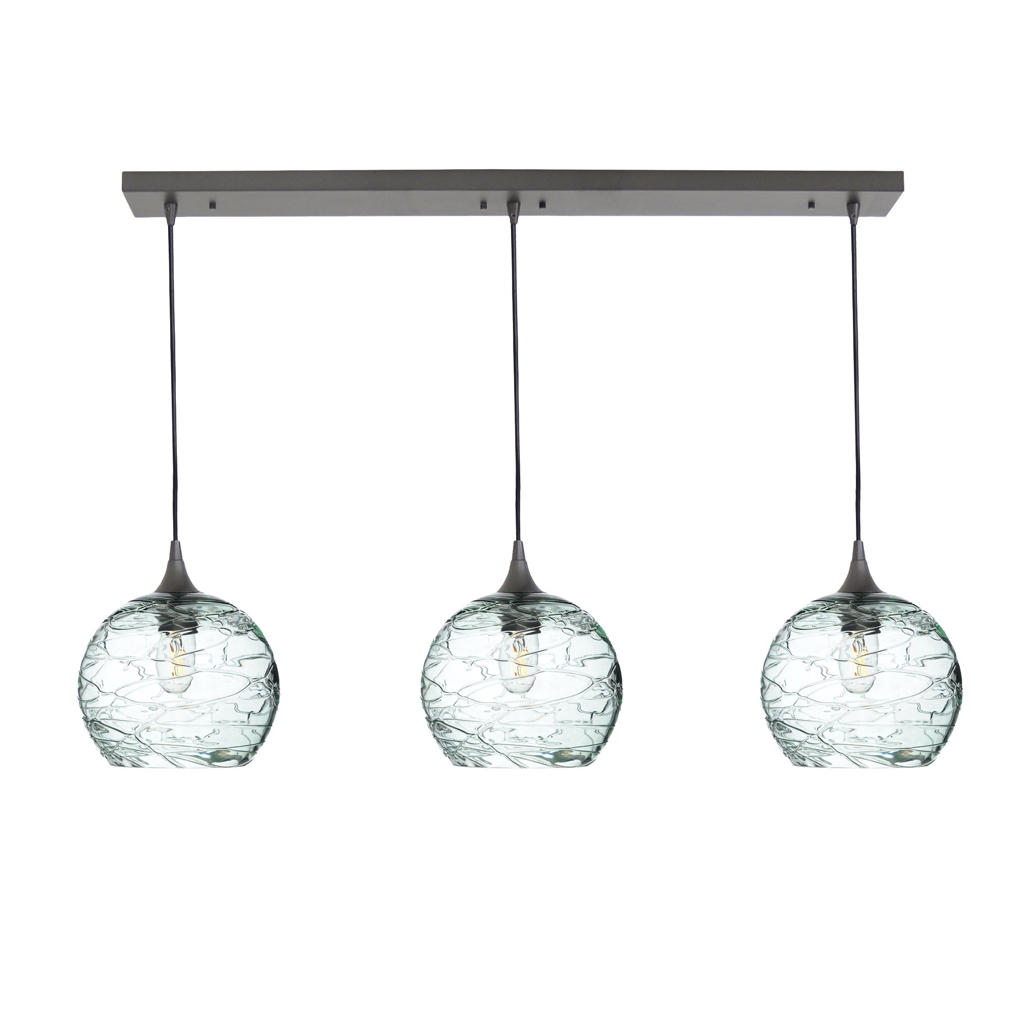 768 3 Pendant Linear Chandelier-Glass-Bicycle Glass Co - Hotshop-Antique Bronze - 4ft Cord-Spun-Eco Clear-Bicycle Glass Co