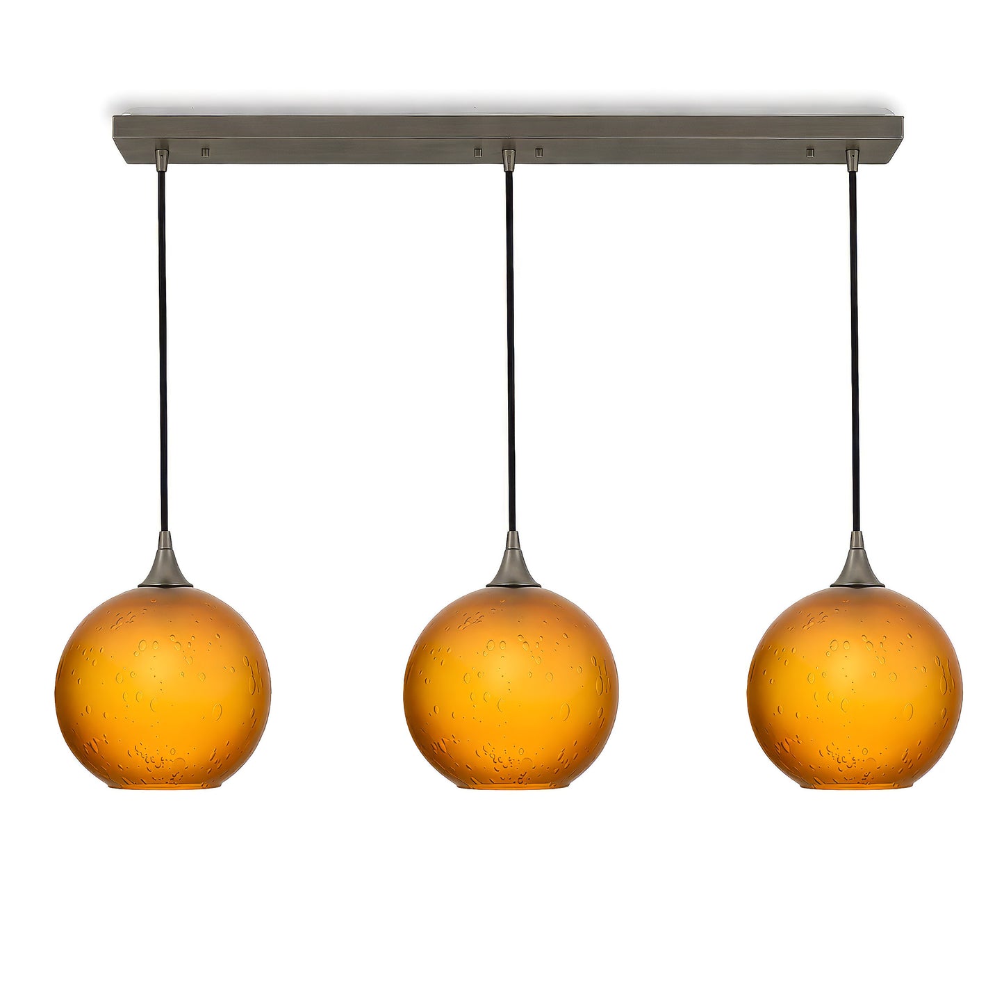 768 3 Pendant Linear Chandelier-Glass-Bicycle Glass Co - Hotshop-Antique Bronze - 4ft Cord-Spun-Golden Amber-Bicycle Glass Co