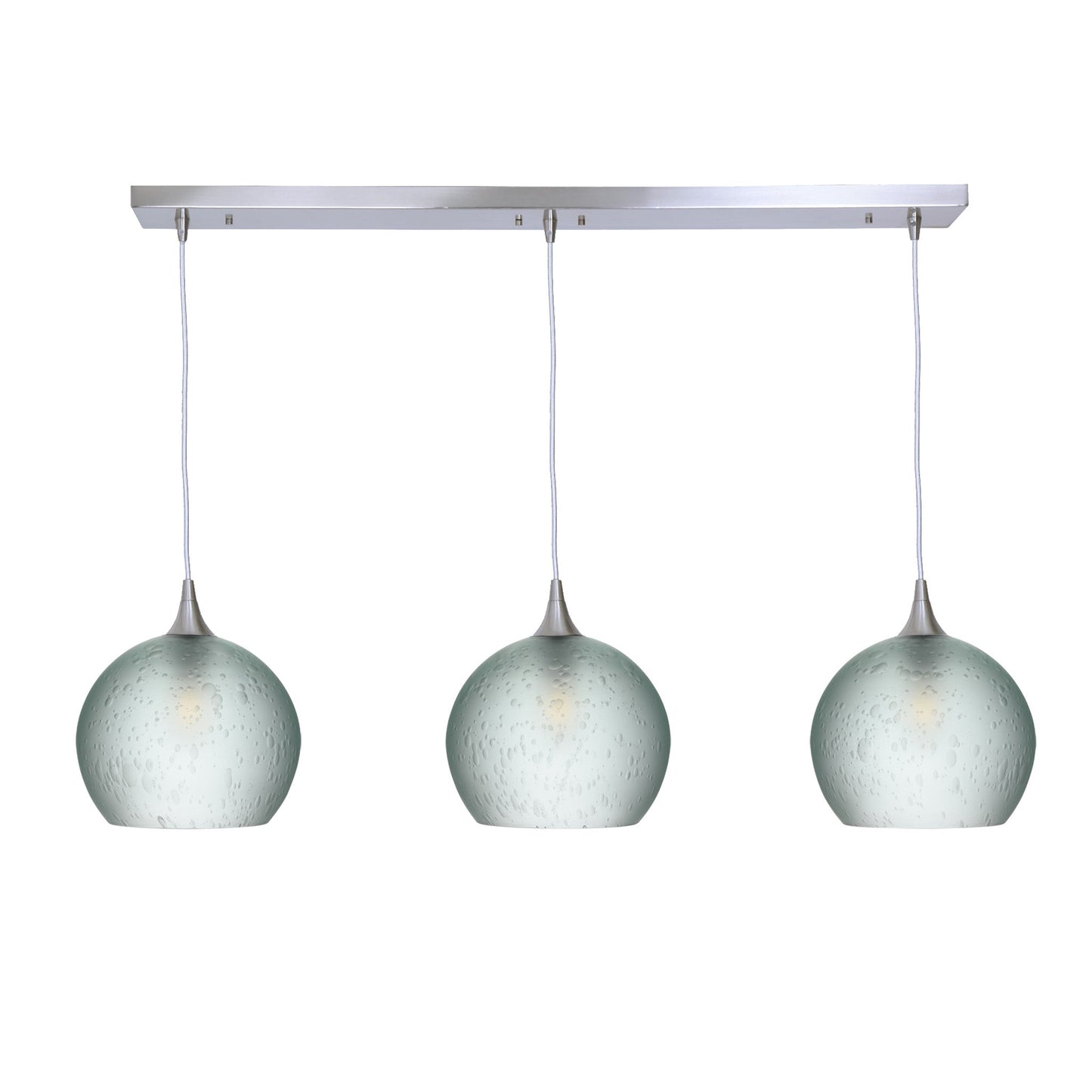 768 3 Pendant Linear Chandelier-Glass-Bicycle Glass Co - Hotshop-Brushed Nickel - 4ft Cord-Celestial-Eco Clear-Bicycle Glass Co
