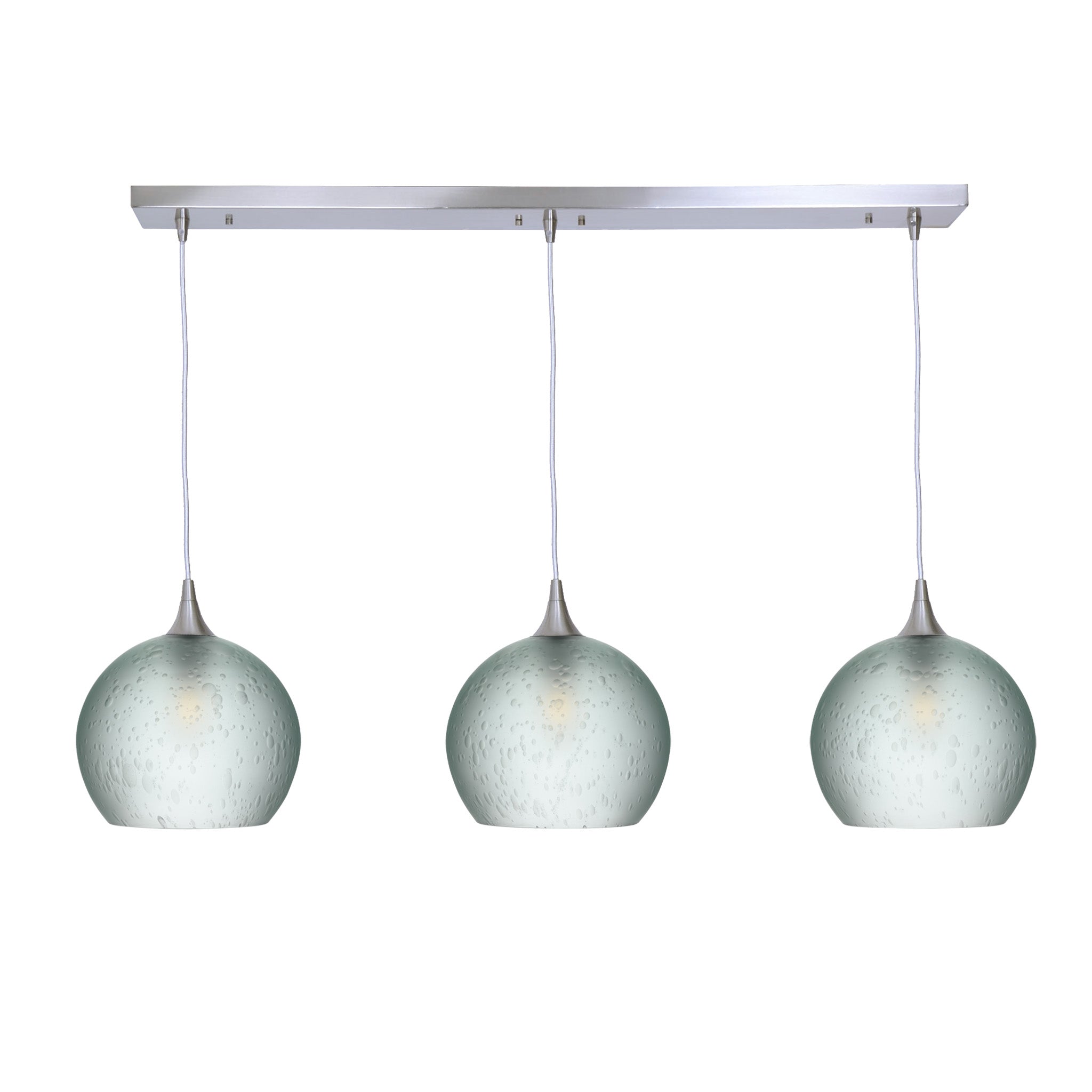 768 3 Pendant Linear Chandelier-Glass-Bicycle Glass Co - Hotshop-Brushed Nickel - 4ft Cord-Celestial-Eco Clear-Bicycle Glass Co