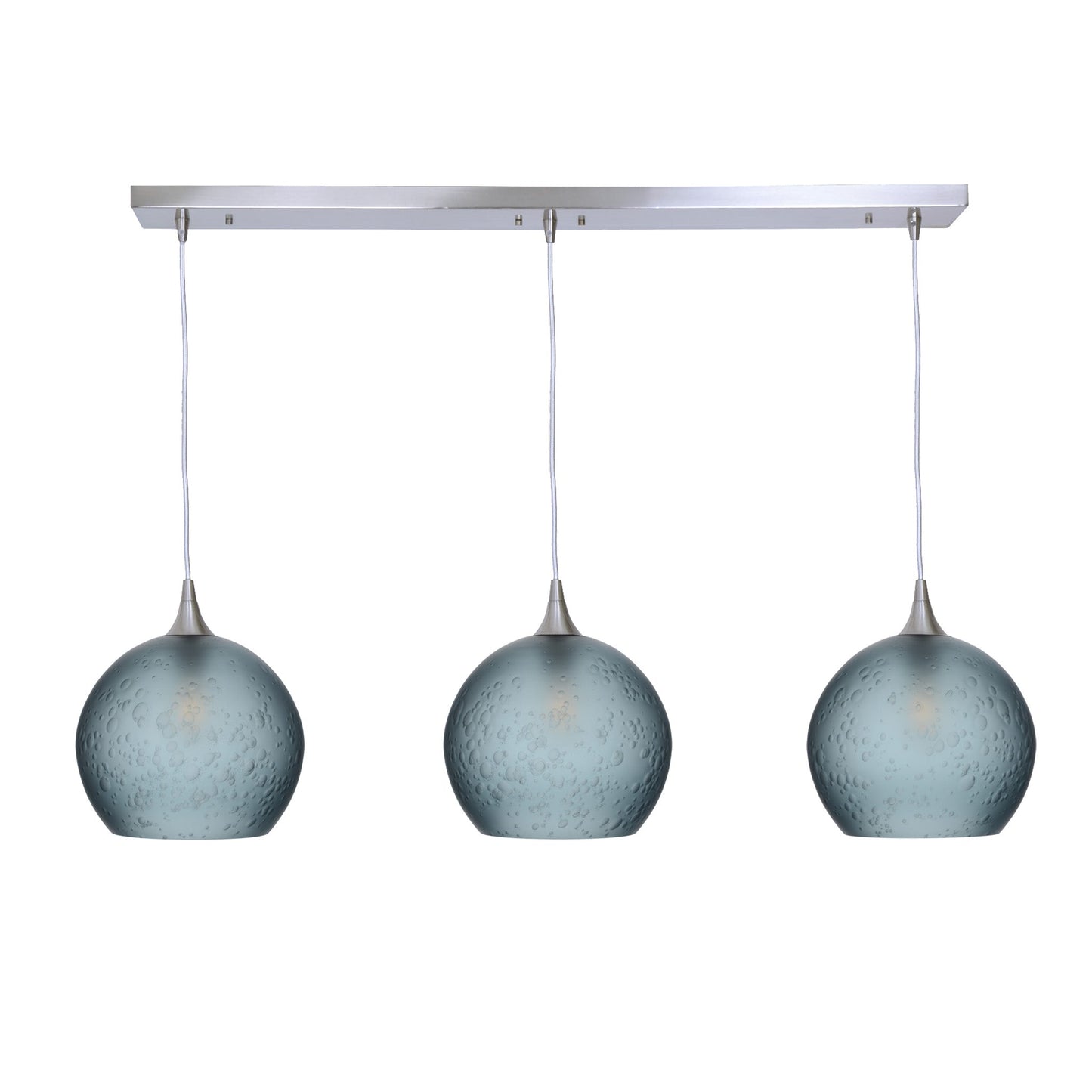 768 3 Pendant Linear Chandelier-Glass-Bicycle Glass Co - Hotshop-Brushed Nickel - 4ft Cord-Celestial-Slate Gray-Bicycle Glass Co
