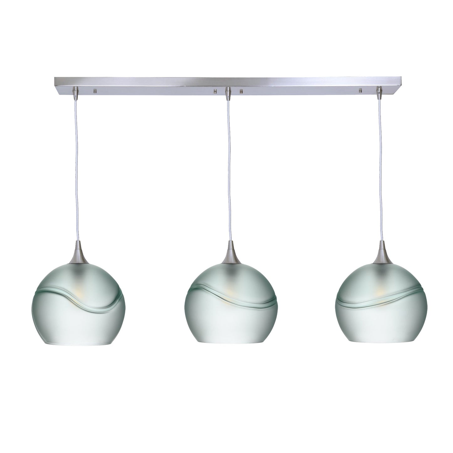 768 3 Pendant Linear Chandelier-Glass-Bicycle Glass Co - Hotshop-Brushed Nickel - 4ft Cord-Glacial-Eco Clear-Bicycle Glass Co