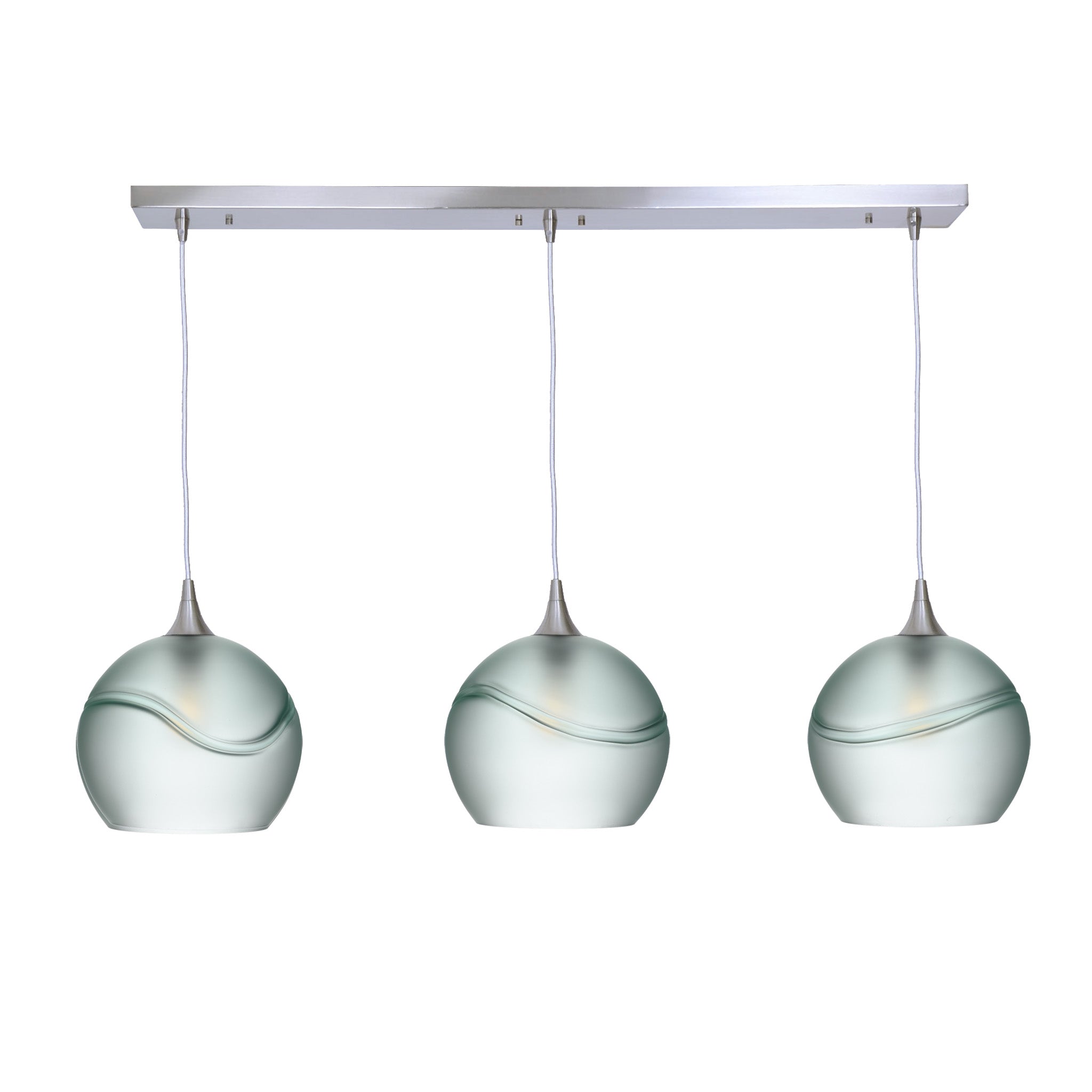 768 3 Pendant Linear Chandelier-Glass-Bicycle Glass Co - Hotshop-Brushed Nickel - 4ft Cord-Glacial-Eco Clear-Bicycle Glass Co