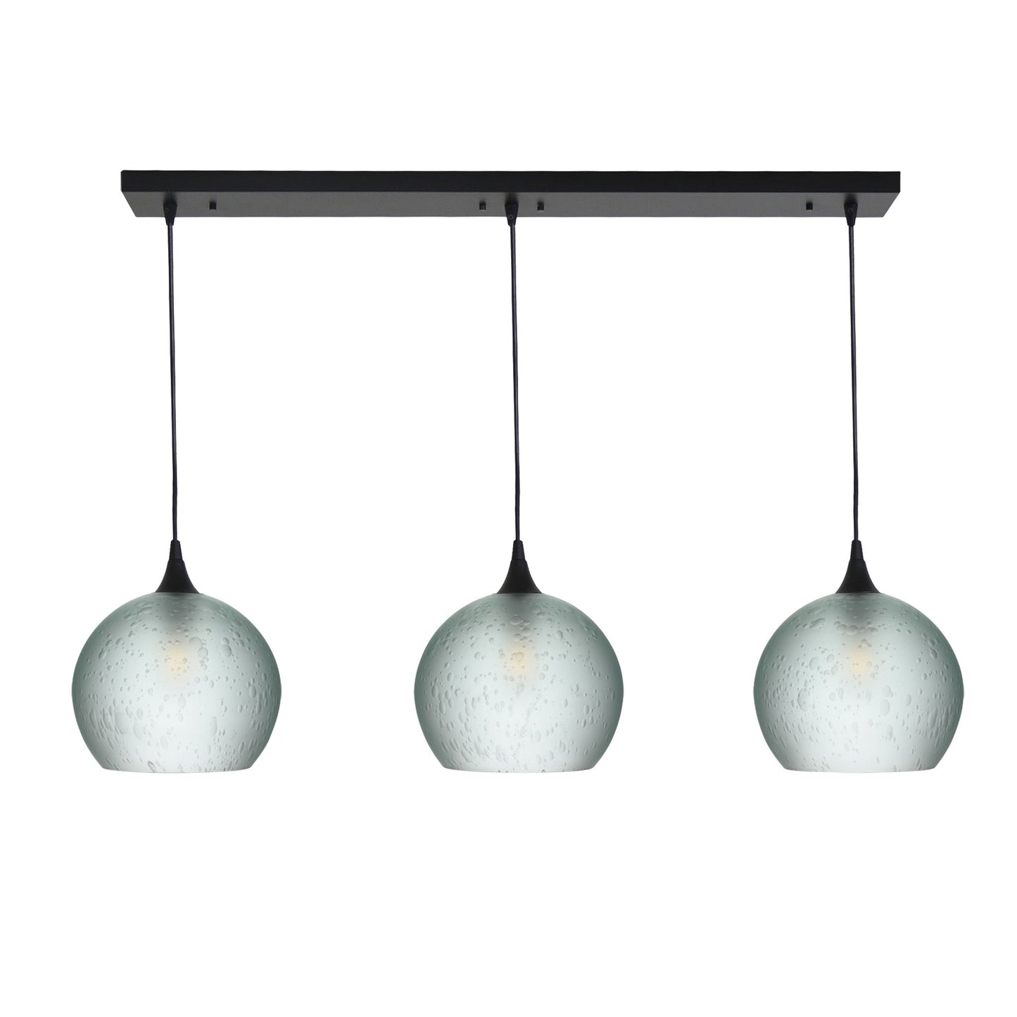 768 3 Pendant Linear Chandelier-Glass-Bicycle Glass Co - Hotshop-Matte Black - 4ft Cord-Celestial-Eco Clear-Bicycle Glass Co