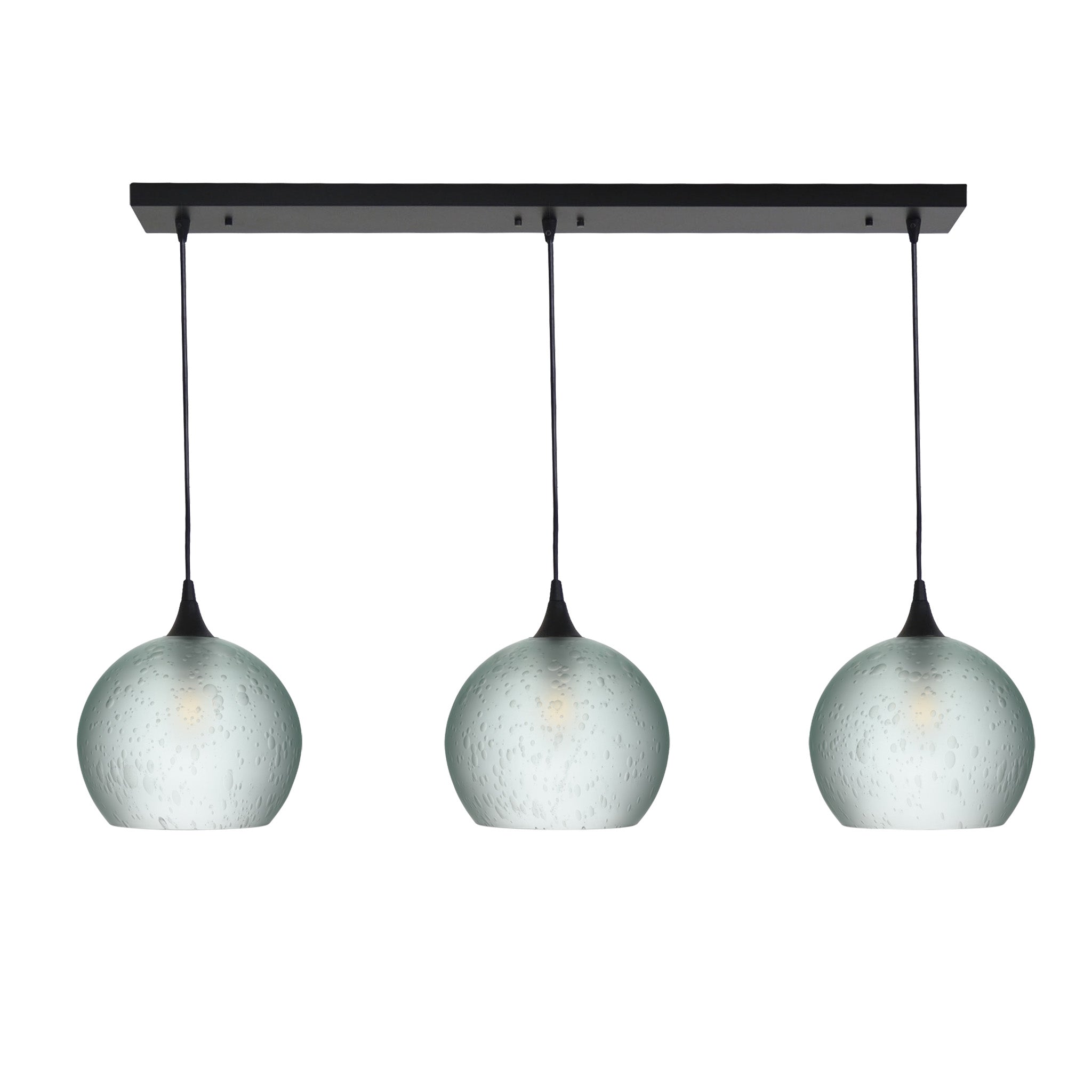 768 3 Pendant Linear Chandelier-Glass-Bicycle Glass Co - Hotshop-Matte Black - 4ft Cord-Celestial-Eco Clear-Bicycle Glass Co