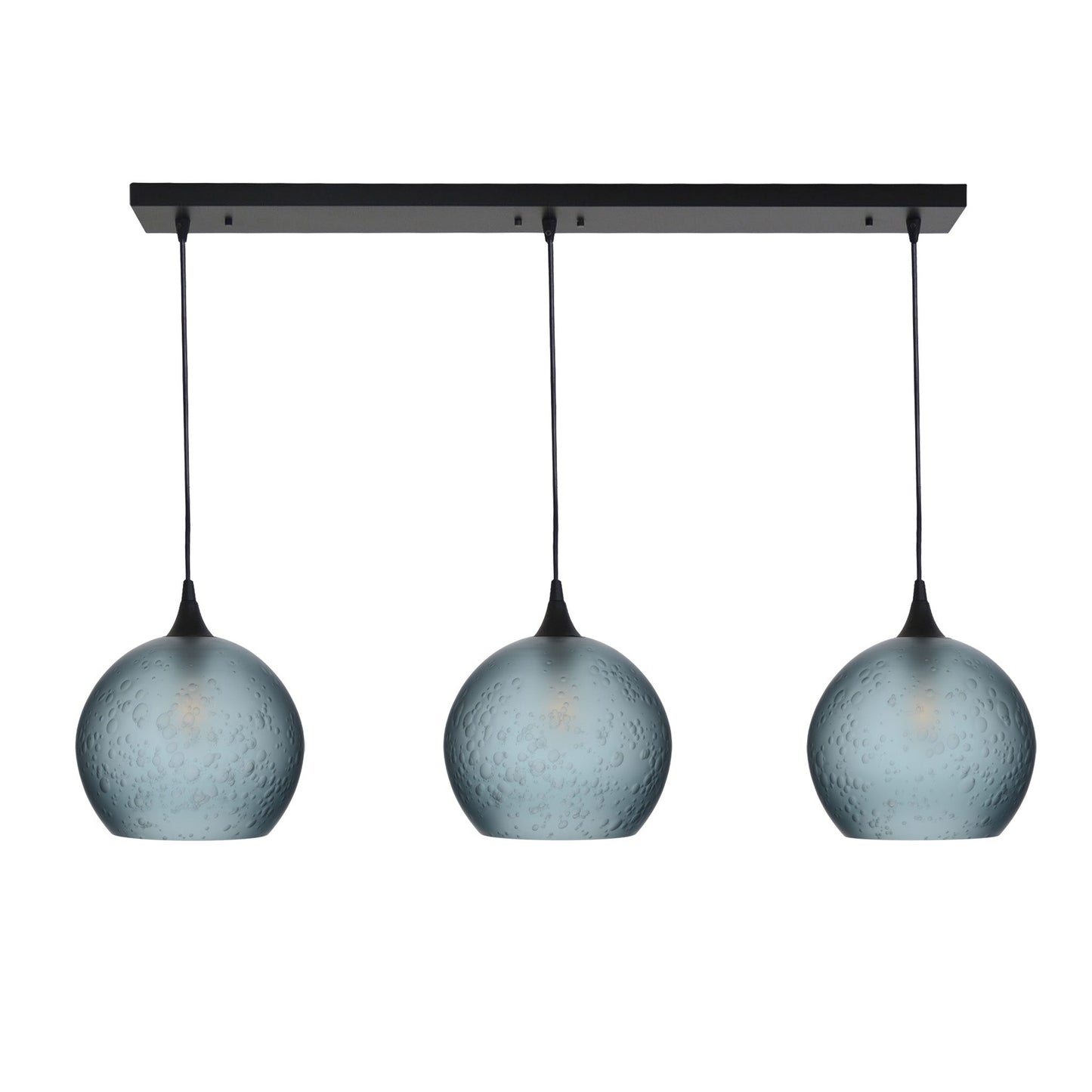 768 3 Pendant Linear Chandelier-Glass-Bicycle Glass Co - Hotshop-Matte Black - 4ft Cord-Celestial-Slate Gray-Bicycle Glass Co