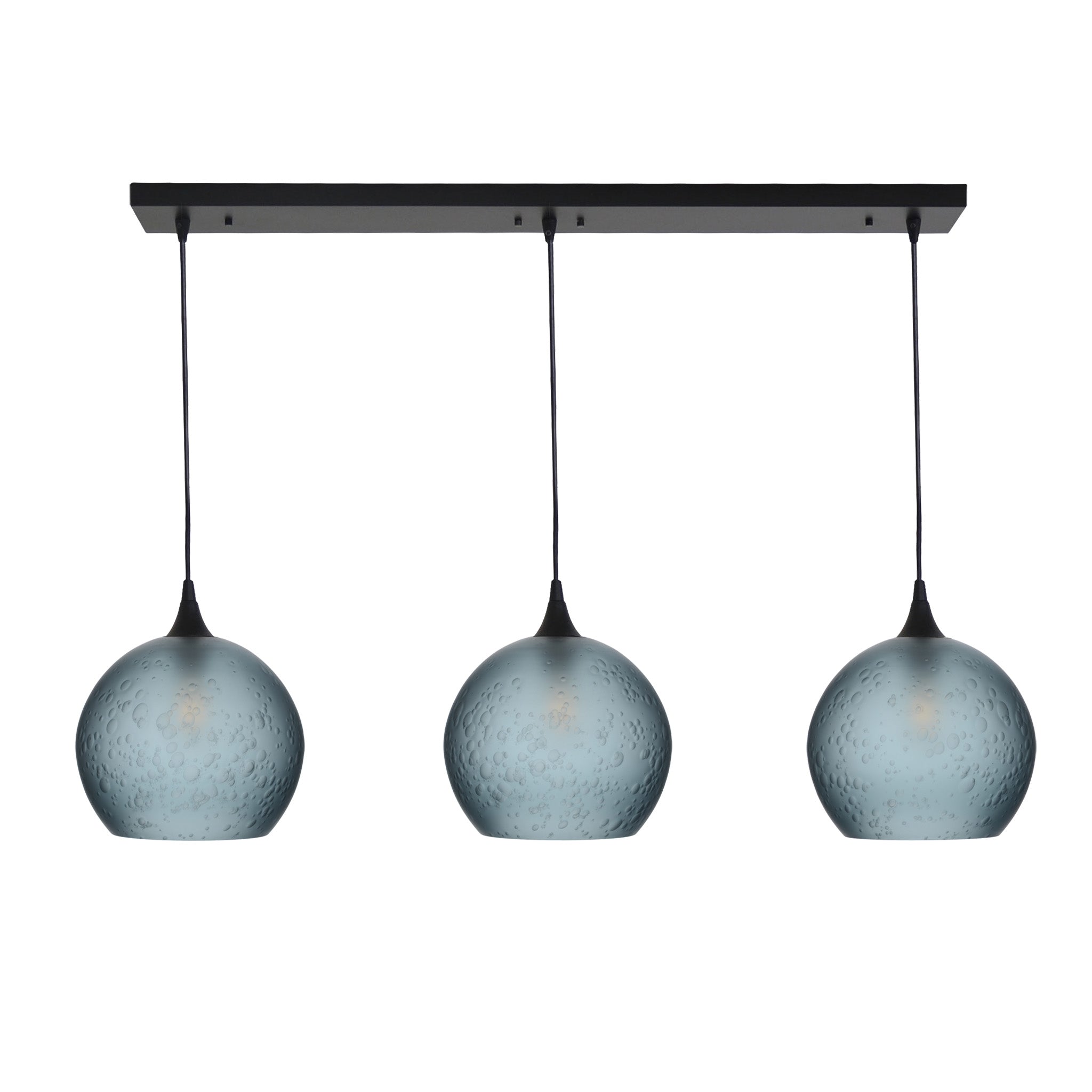 768 3 Pendant Linear Chandelier-Glass-Bicycle Glass Co - Hotshop-Matte Black - 4ft Cord-Celestial-Slate Gray-Bicycle Glass Co