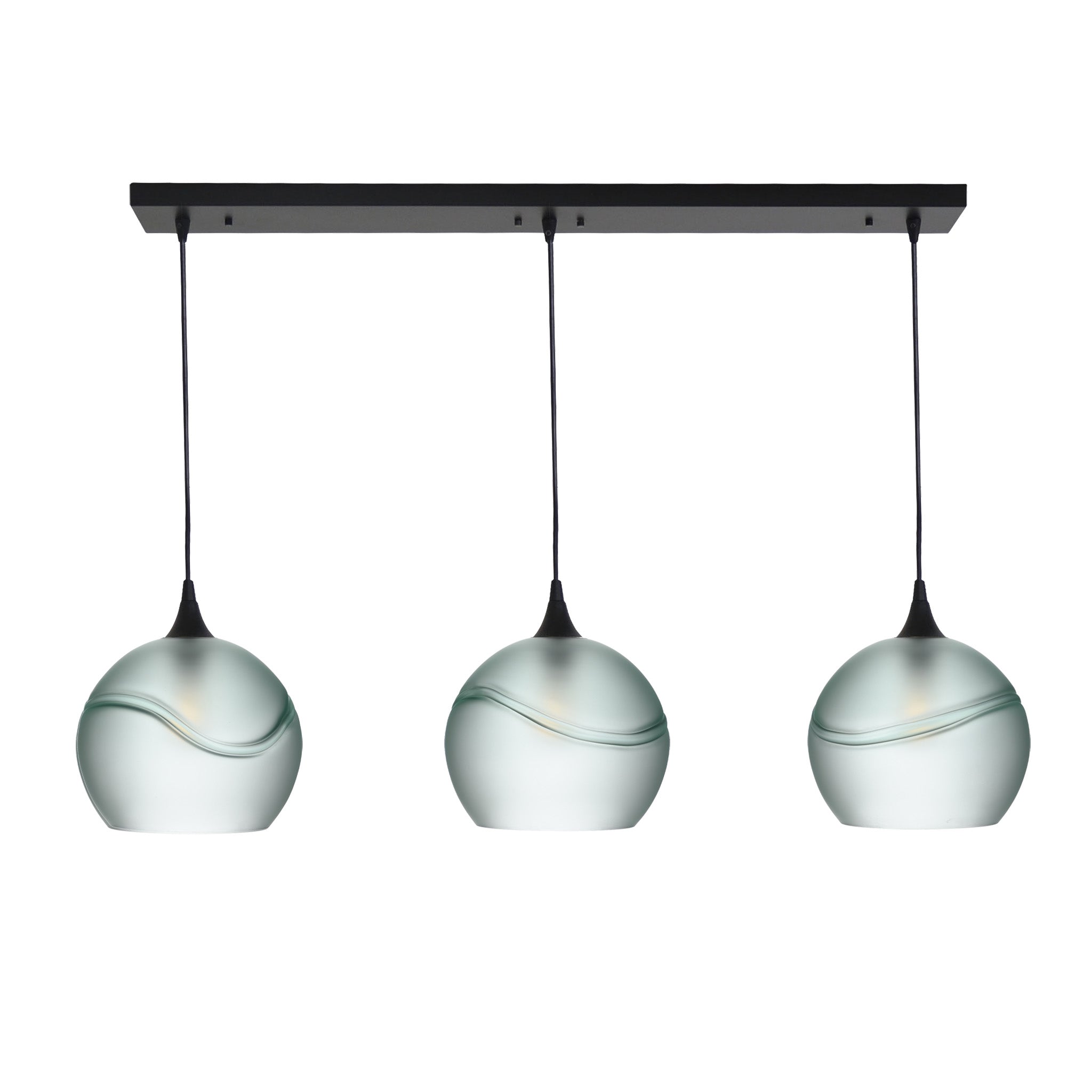 768 3 Pendant Linear Chandelier-Glass-Bicycle Glass Co - Hotshop-Matte Black - 4ft Cord-Glacial-Eco Clear-Bicycle Glass Co