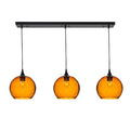 768 3 Pendant Linear Chandelier-Glass-Bicycle Glass Co - Hotshop-Matte Black - 4ft Cord-Lunar-Golden Amber-Bicycle Glass Co