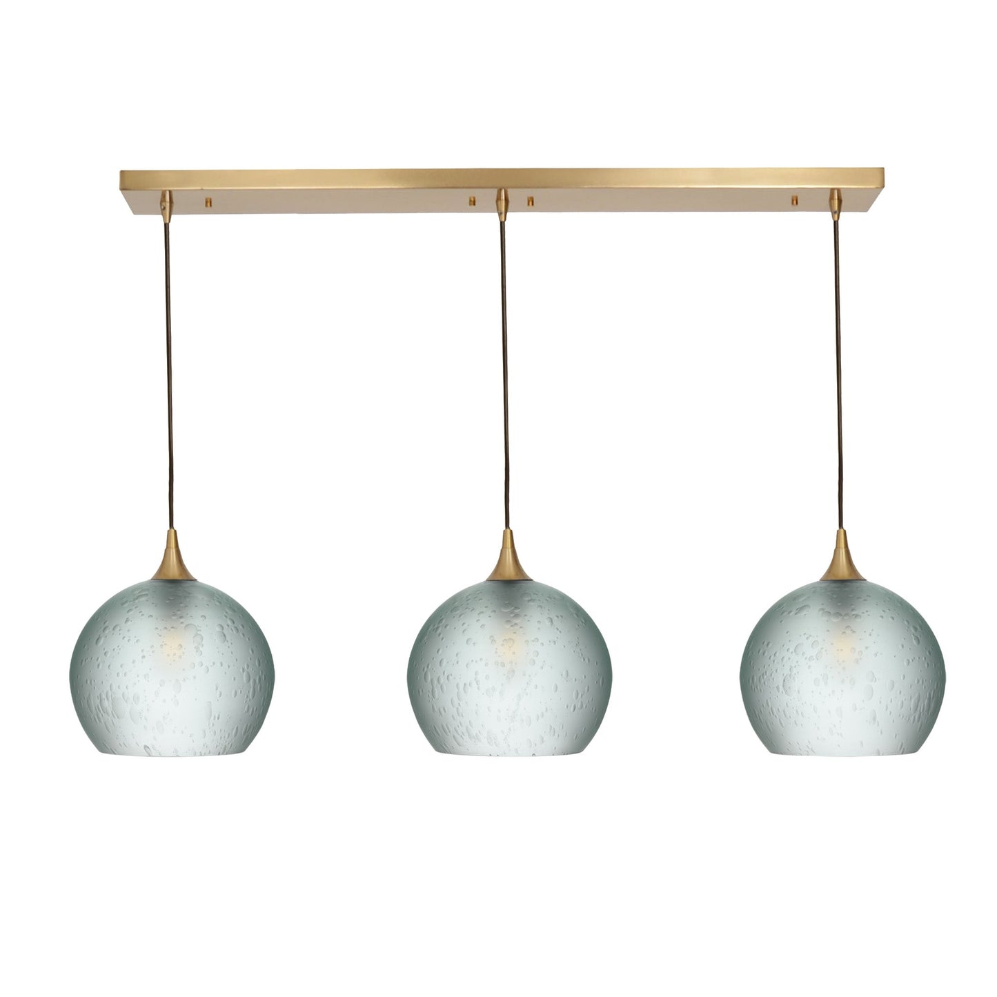 768 3 Pendant Linear Chandelier-Glass-Bicycle Glass Co - Hotshop-Polished Brass - 4ft Cord-Celestial-Eco Clear-Bicycle Glass Co