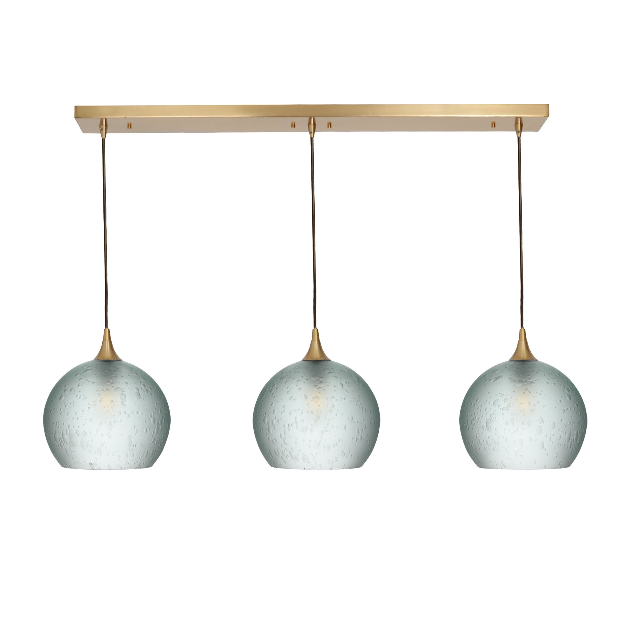 768 3 Pendant Linear Chandelier-Glass-Bicycle Glass Co - Hotshop-Polished Brass - 4ft Cord-Celestial-Eco Clear-Bicycle Glass Co