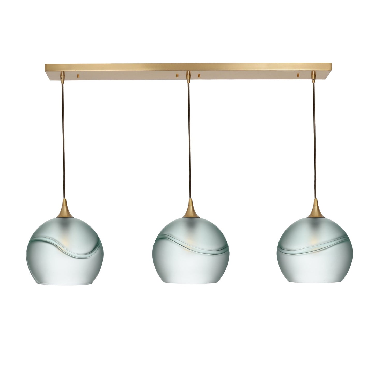 768 3 Pendant Linear Chandelier-Glass-Bicycle Glass Co - Hotshop-Polished Brass - 4ft Cord-Glacial-Eco Clear-Bicycle Glass Co