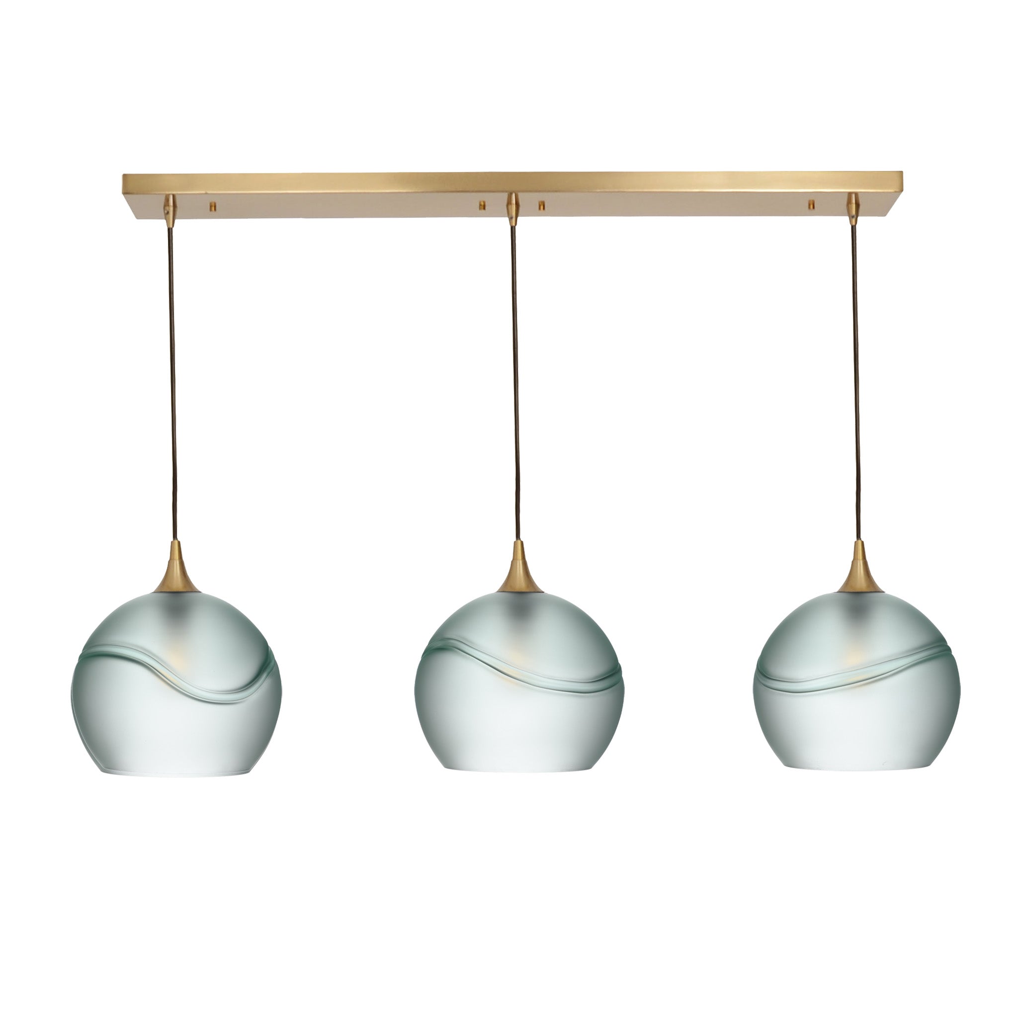 768 3 Pendant Linear Chandelier-Glass-Bicycle Glass Co - Hotshop-Polished Brass - 4ft Cord-Glacial-Eco Clear-Bicycle Glass Co