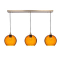 768 3 Pendant Linear Chandelier-Glass-Bicycle Glass Co - Hotshop-Polished Brass - 4ft Cord-Lunar-Golden Amber-Bicycle Glass Co