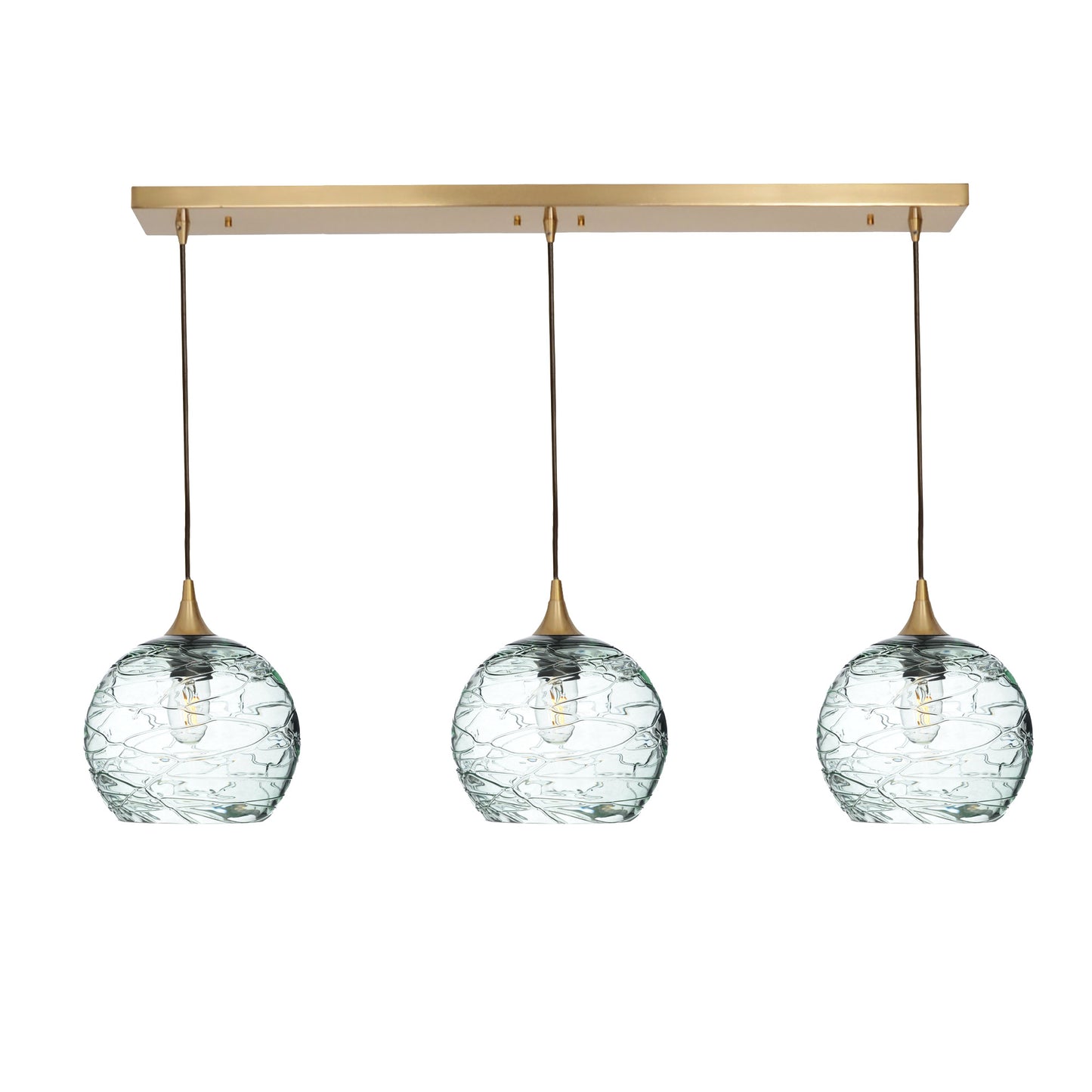 768 3 Pendant Linear Chandelier-Glass-Bicycle Glass Co - Hotshop-Polished Brass - 4ft Cord-Spun-Eco Clear-Bicycle Glass Co