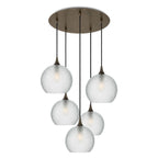 768 5 Pendant Cascade Chandelier-Bicycle Glass Co-Celestial-Eco Clear-Antique Bronze - 4ft Cord-Bicycle Glass Co