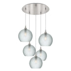 768 5 Pendant Cascade Chandelier-Bicycle Glass Co-Celestial-Eco Clear-Brushed Nickel - 4ft Cord-Bicycle Glass Co
