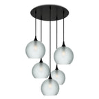 768 5 Pendant Cascade Chandelier-Bicycle Glass Co-Celestial-Eco Clear-Matte Black - 4ft Cord-Bicycle Glass Co