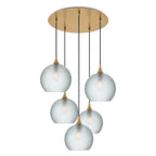 768 5 Pendant Cascade Chandelier-Bicycle Glass Co-Celestial-Eco Clear-Polished Brass - 4ft Cord-Bicycle Glass Co